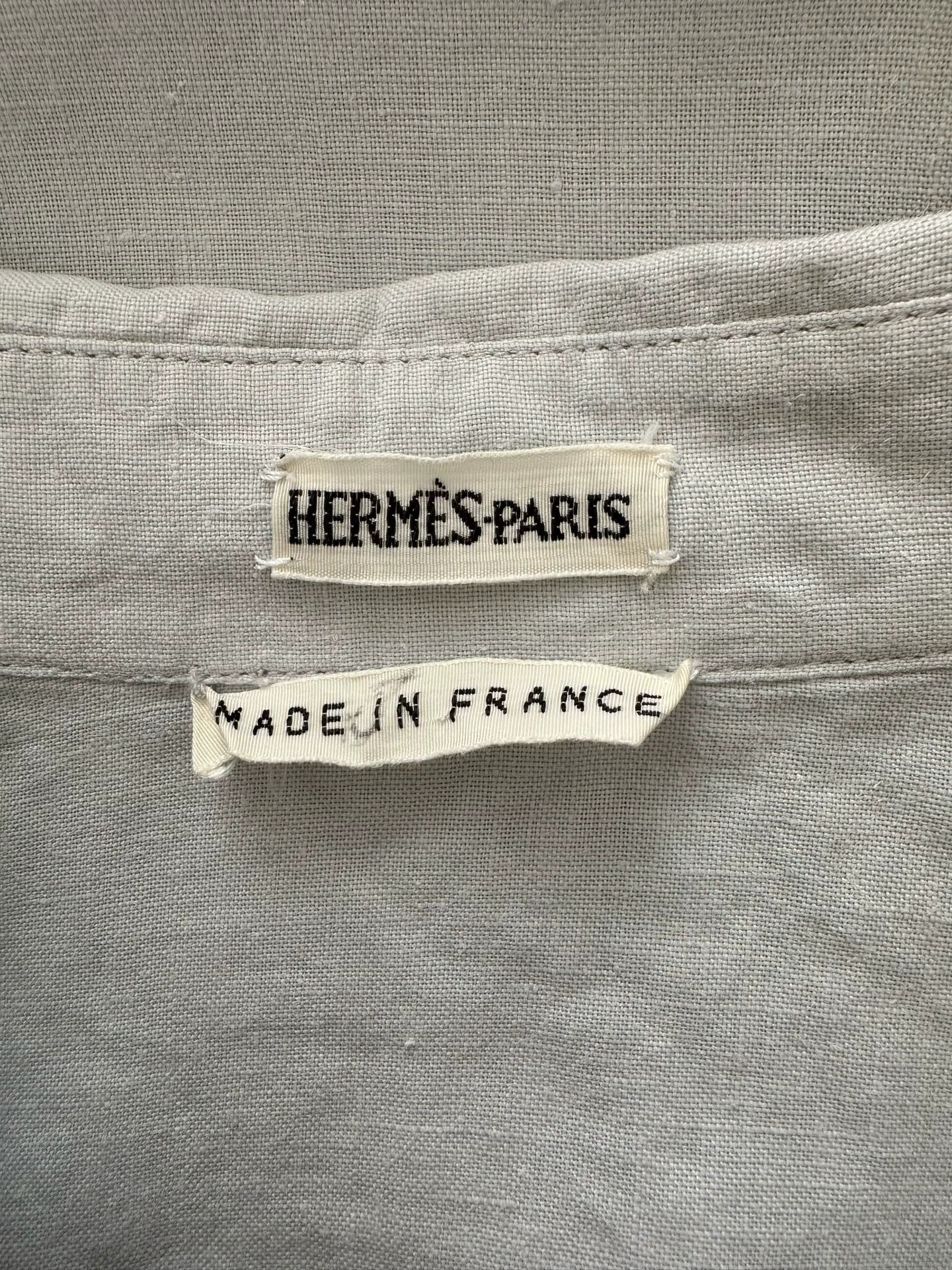 Hermes HERMES Margiela Linen V-Neck Shirt - Blue (40) Size L / US 10 / IT 46 - 7 Thumbnail