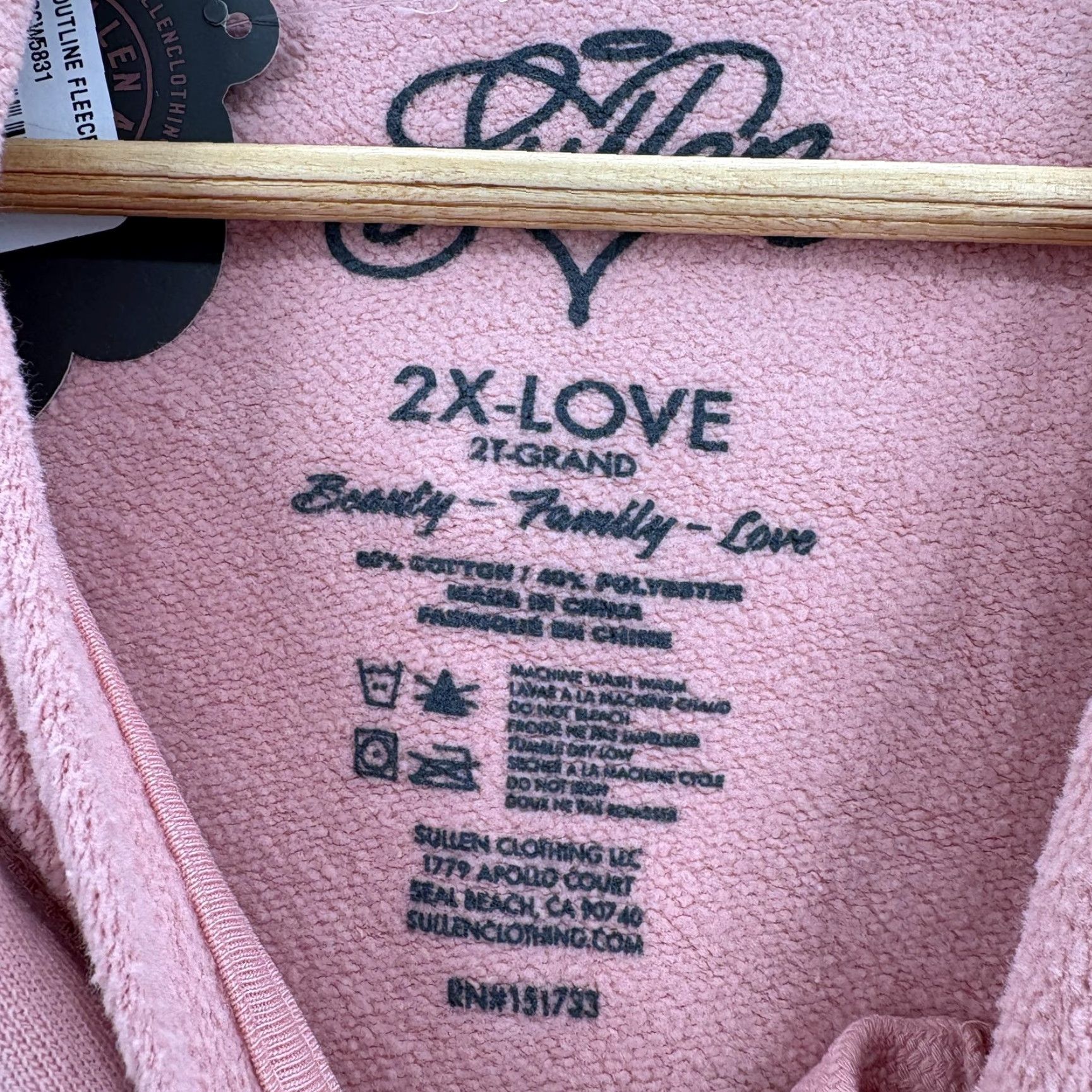 Vintage Sullen Art Collective Outline Fleece Hoodie Womens 2X Pink Skull Pullover NWT Size XXL / US 16-18 / IT 52-54 - 5 Thumbnail