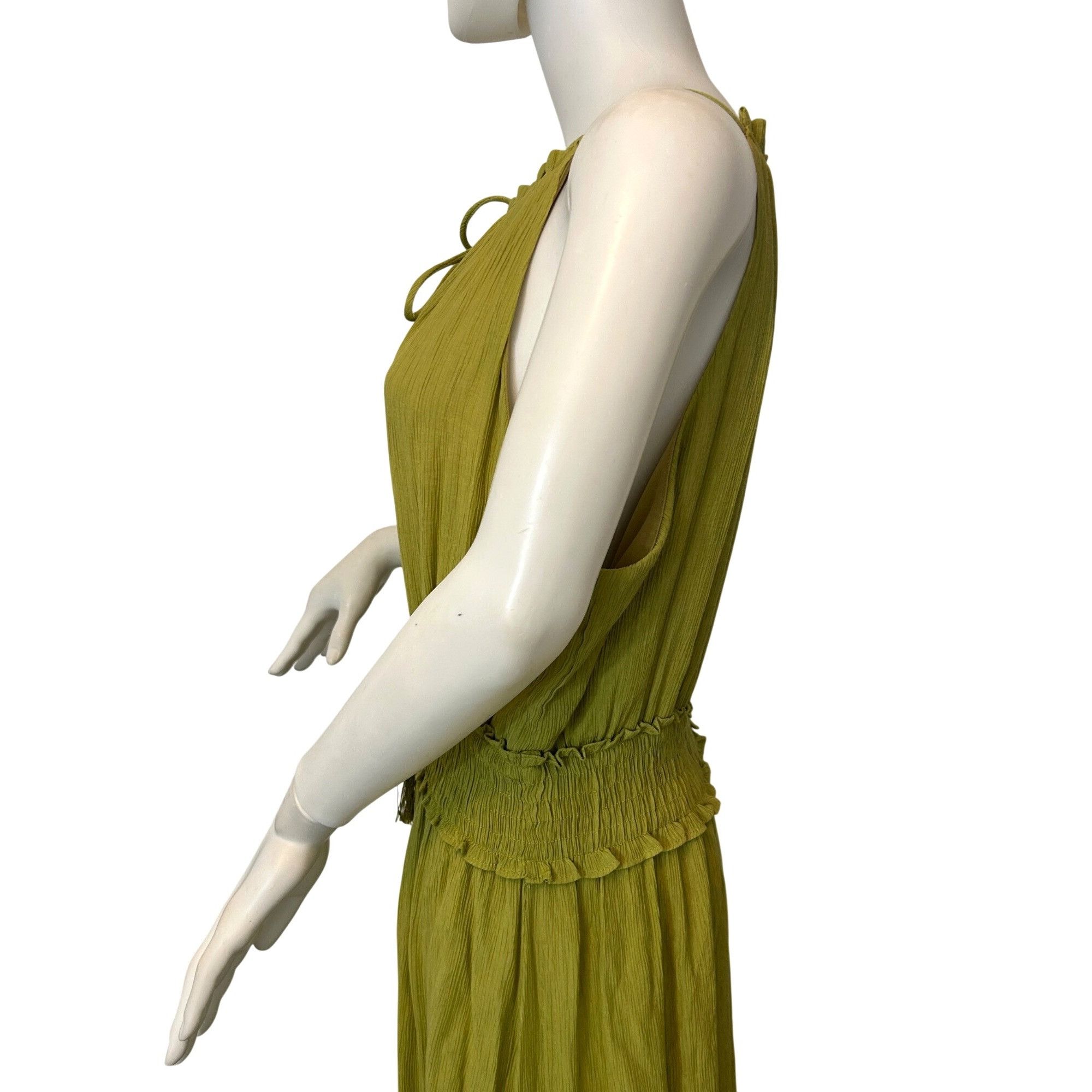 Other Taylor Maxi Dress L Chartreuse Drawstring Halter Sleeveless Size L / US 10 / IT 46 - 12 Thumbnail