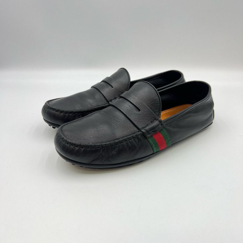 Gucci Gucci Black Leather Slip-On Loafers for Men Size US 8.5 / EU 41-42 - 1 Thumbnail
