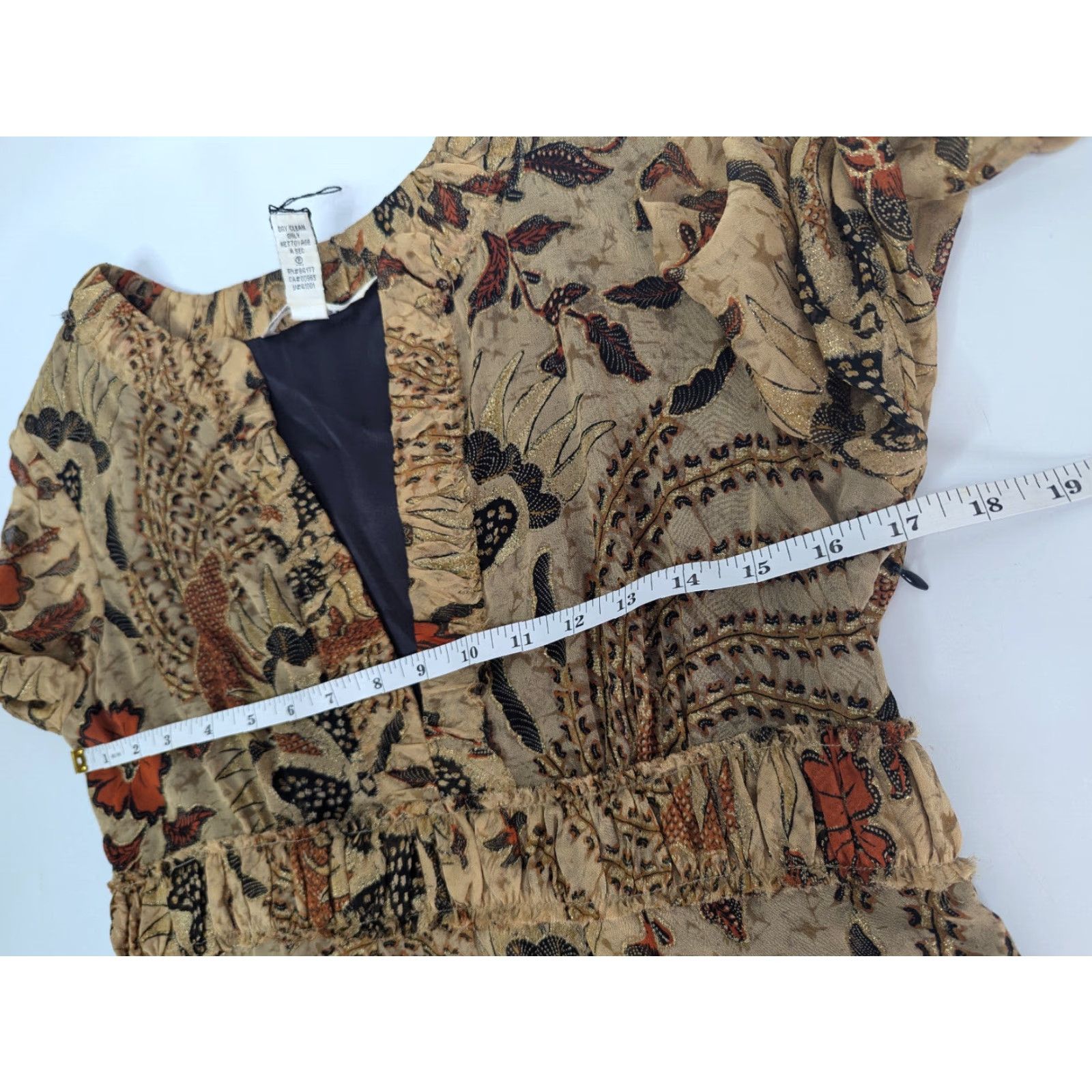 Diane von Furstenberg Diane von Furstenberg Dress Knee Length Silk Floral Gold Brown V-Neck Long Sleeve Size 10 Women Size L / US 10 / IT 46 - 7 Thumbnail