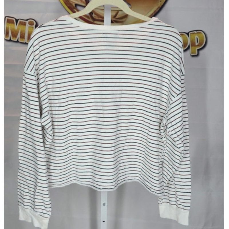 Other Hot Topic White Stripe Crop Long Sleeve Shirt Over It Top 2X Size L / US 10 / IT 46 - 2 Thumbnail