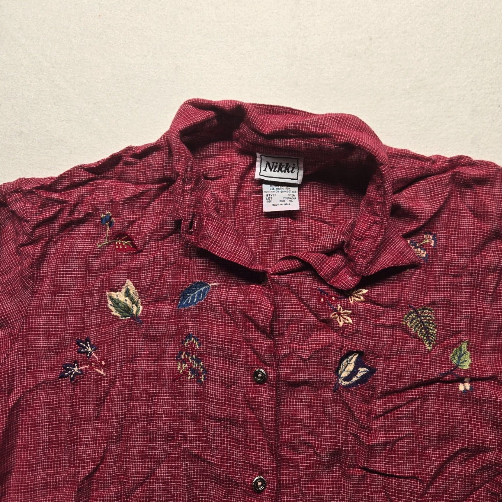 Vintage Nikki Shirt Adult Women Button-Up Western Plaid Long Sleeve 20W Red Cotton Blend Casual Workwear Western Womens Size 3XL / US 20-22 - 2 Thumbnail