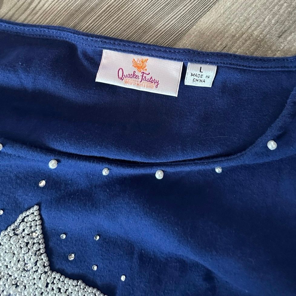 Other quacker factory blue pearl beaded star shirt Size L / US 10 / IT 46 - 3 Thumbnail