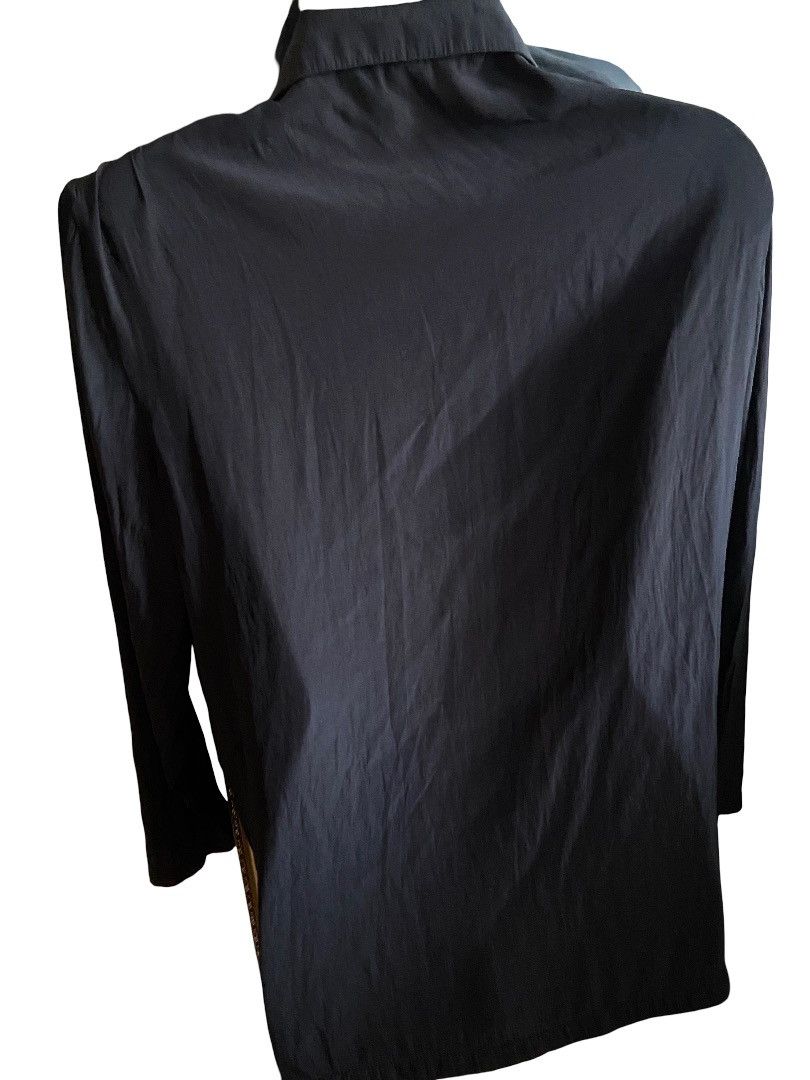 Designer × Vintage American Vintage black blazer padded shoulders,M, polyester. Size M / US 6-8 / IT 42-44 - 4 Thumbnail
