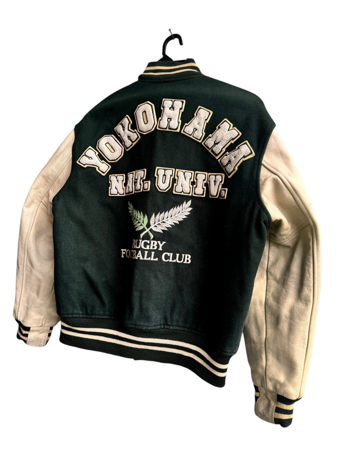 Vintage Vintage Varsity Yokohama Rugby Leather Sleeve Jacket Size US L / EU 52-54 / 3 - 1 Thumbnail