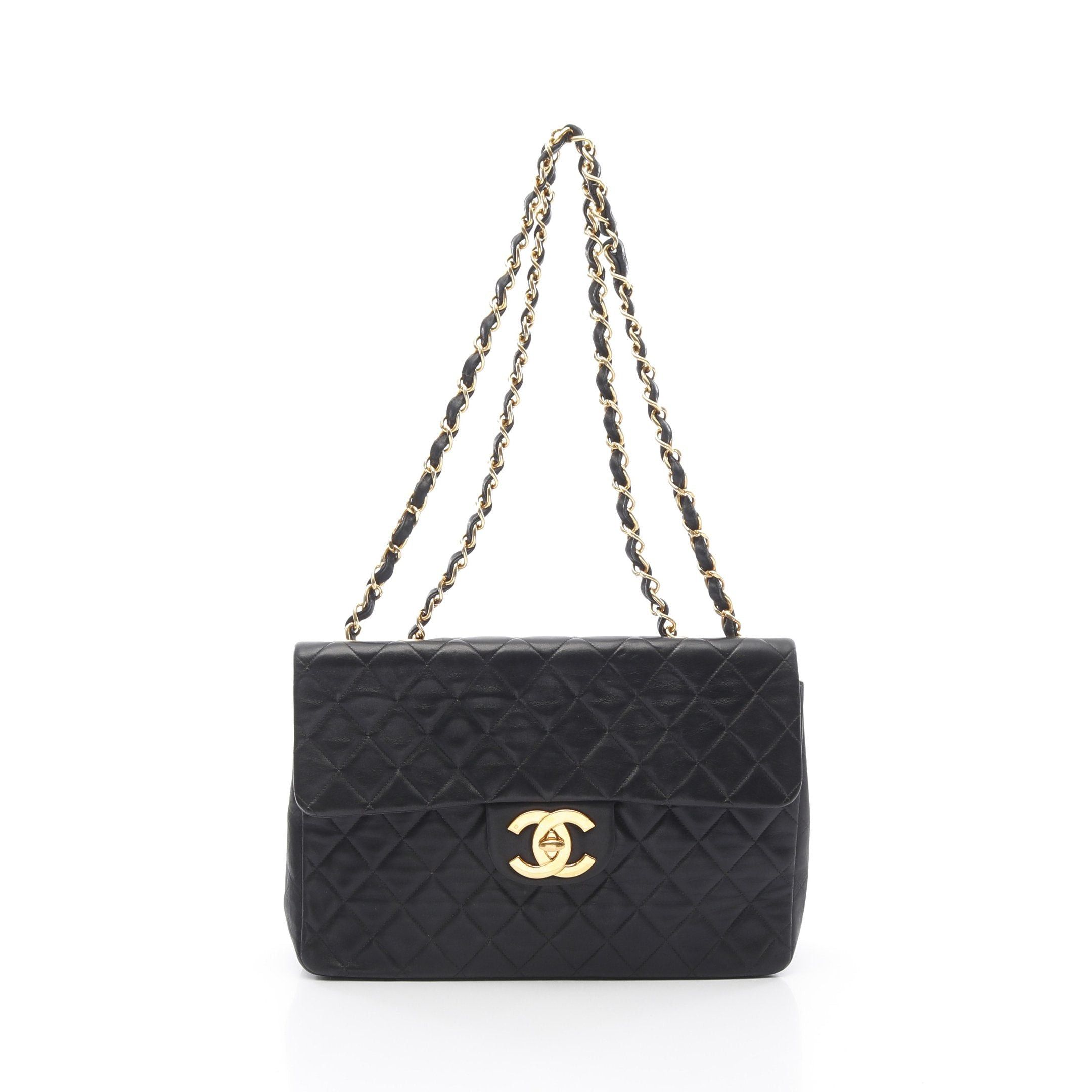 Chanel Chanel Decamatlassé 34 Double Chain Shoulder Bag Lambskin Black Gold Hardware Size ONE SIZE - 1 Thumbnail