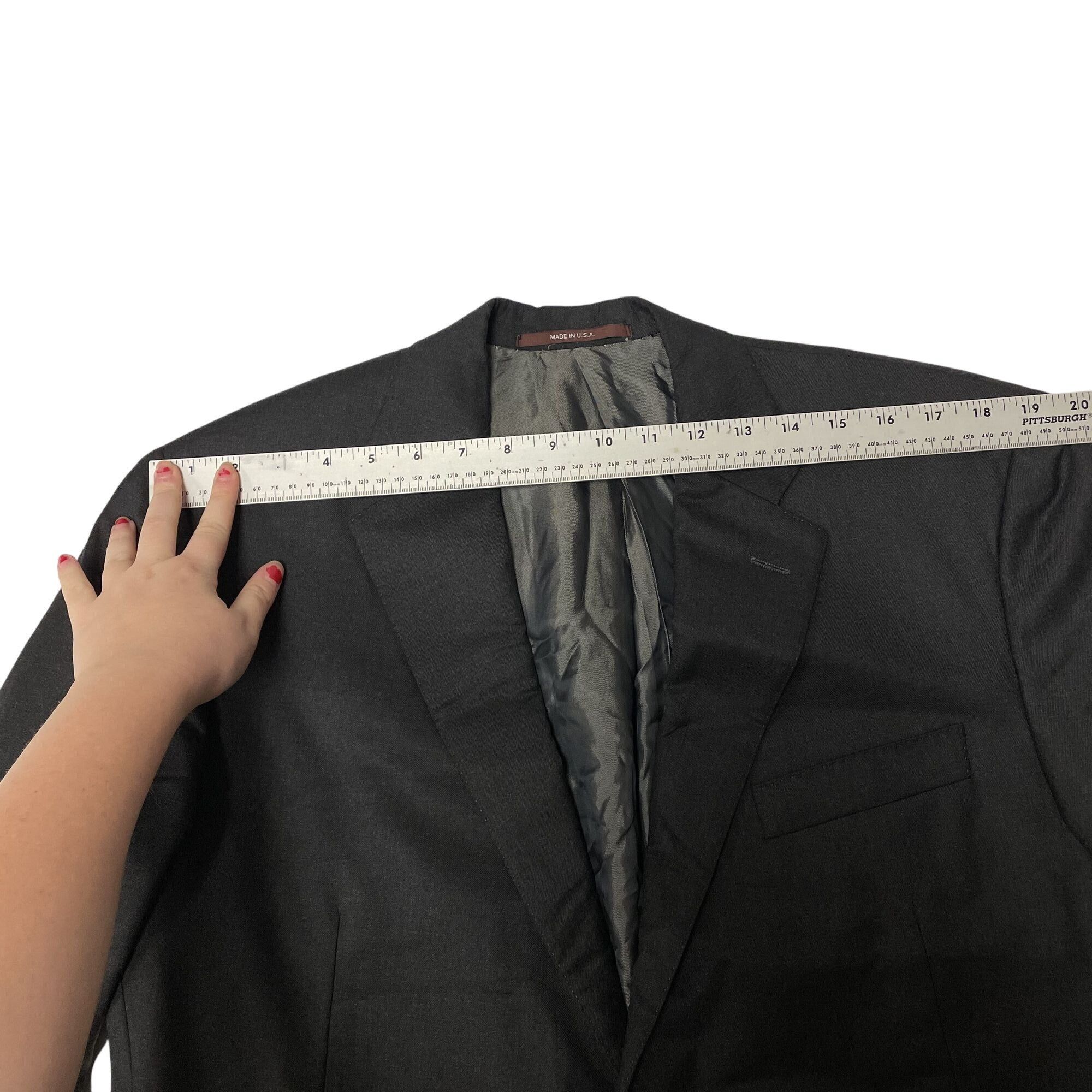 Hickey Freeman Vtg Hickey Freeman Loro Piana CHARCOAL Black Wool Sport Coat Size 44S - 11 Thumbnail