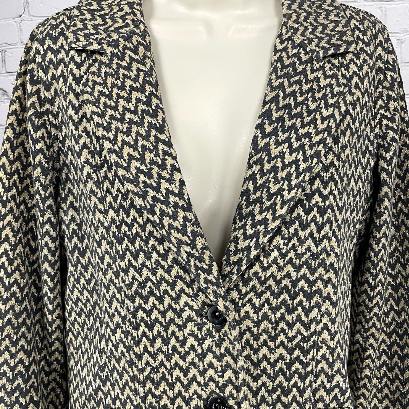 Hurley Hurley Blazer Size XL Black/Brown Chevron Cotton Blend Lightweight Button Up Unlined Size XL / US 12-14 / IT 48-50 - 5 Thumbnail