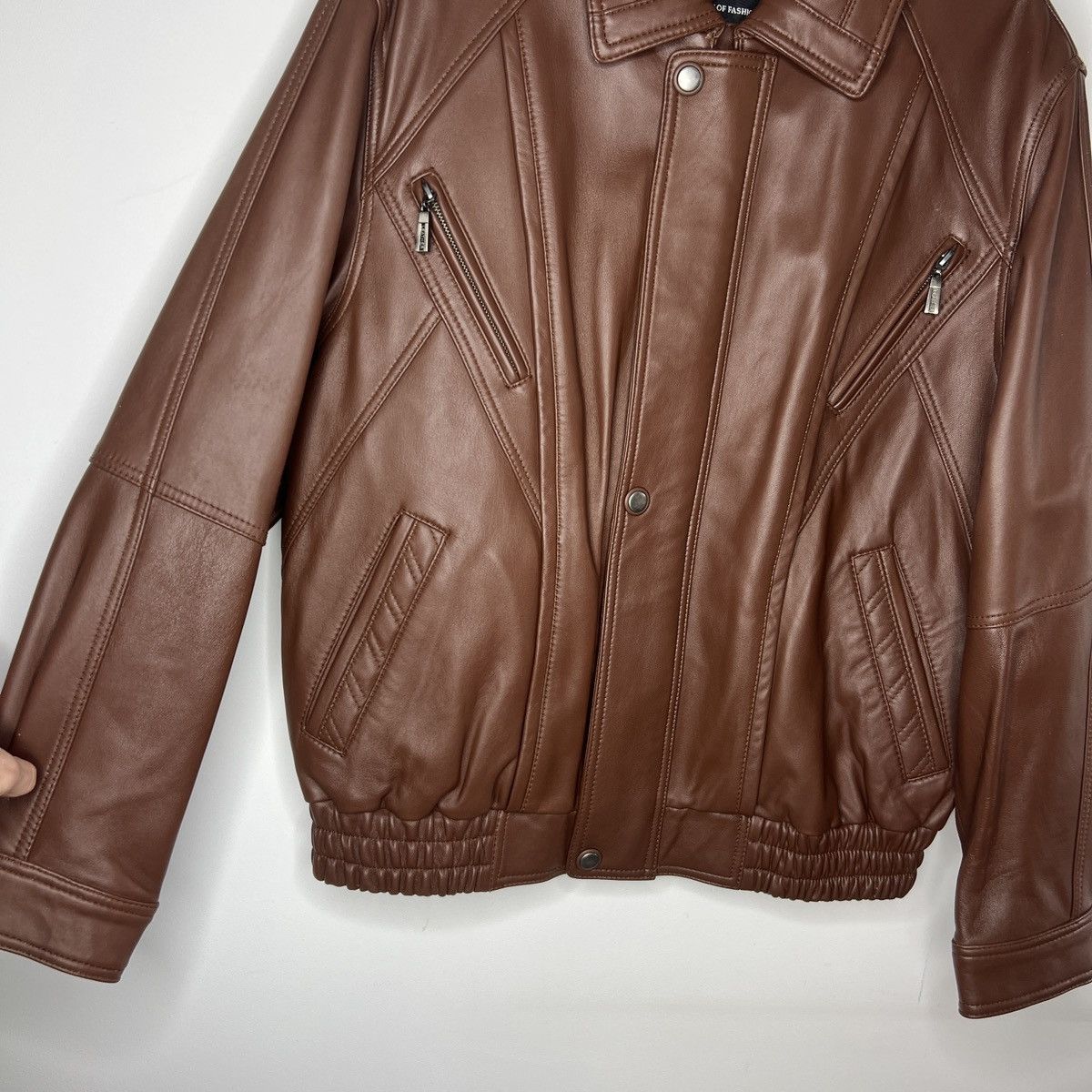 Leather × Vintage Vintage Brown Leather Motor Biker Jacket Trucker Genuine Size US M / EU 48-50 / 2 - 5 Thumbnail