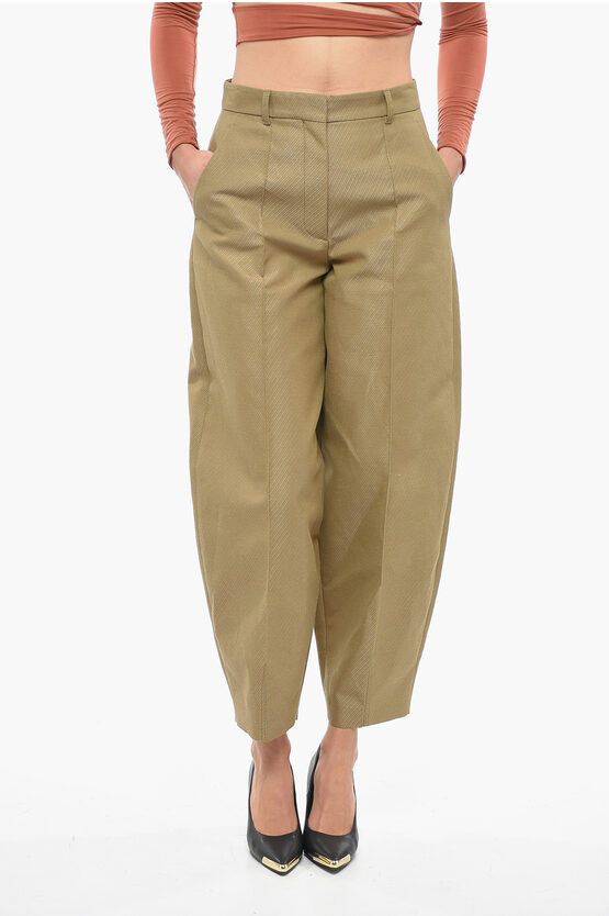 image of Stella Mccartney Single-Pleated Flax Blend Balloon Fit Pants in Beige, Women's (Size 28)