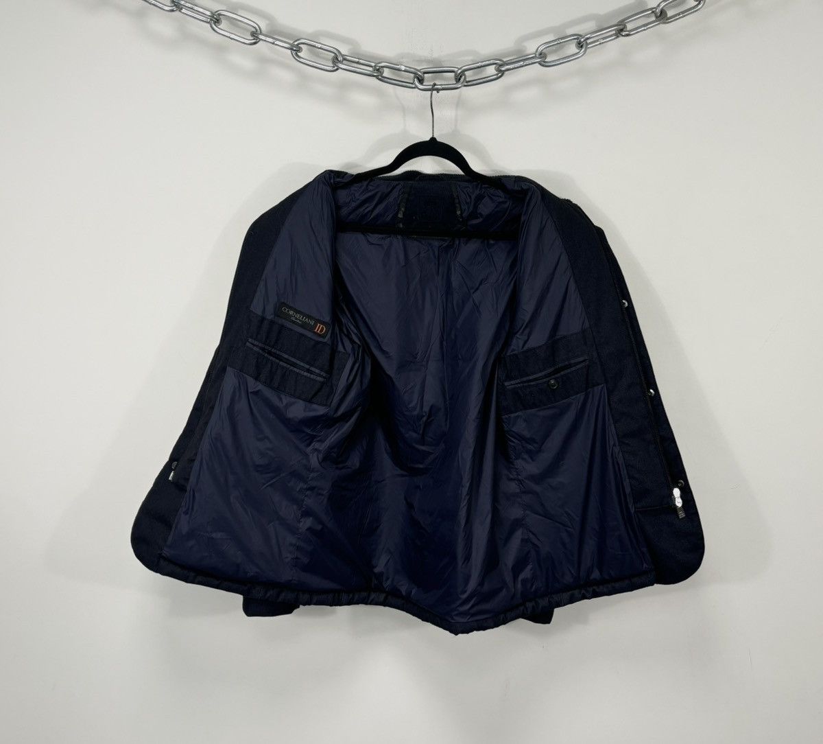 Corneliani Corneliani ID Men’s Navy Dual Closure Zip Snap Padded Jacket Size US M / EU 48-50 / 2 - 3 Thumbnail
