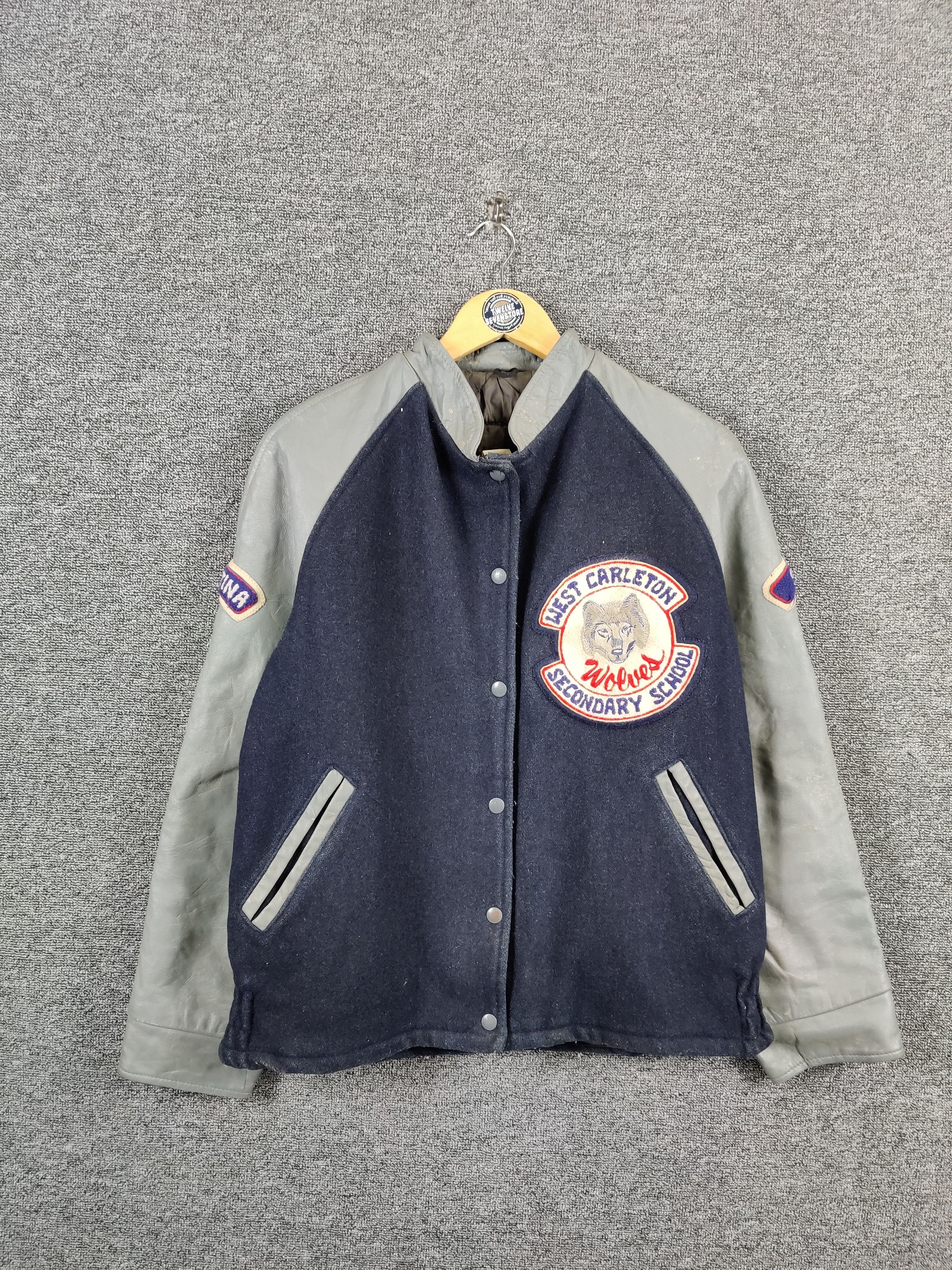 Vintage Vintage West Carleton Wool Varsity Leather Jacket Size US M / EU 48-50 / 2 - 1 Thumbnail