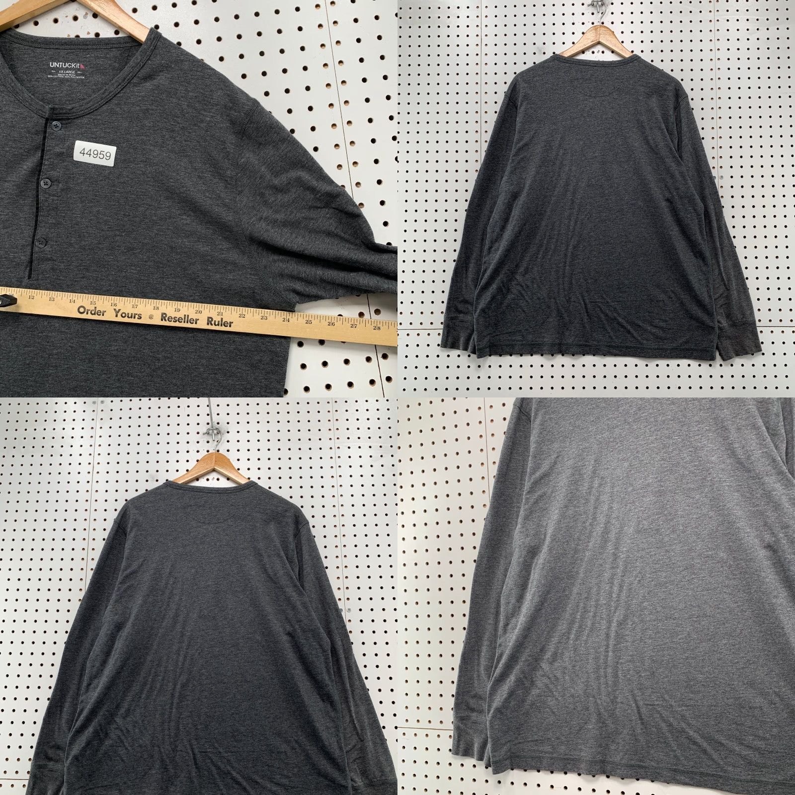 UNTUCKit UNTUCKit Henley Shirt Mens 2XL Gray Long Sleeve Preppy Base Layer Size US XXL / EU 58 / 5 - 8 Thumbnail