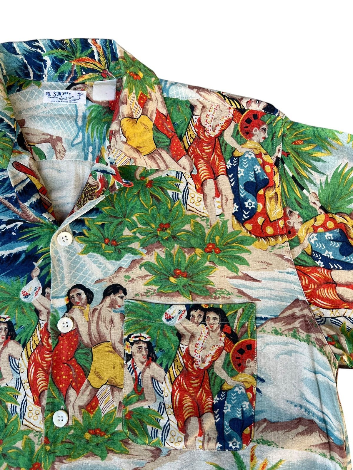 Sun Surf VTG Sun Surf Hula Girls Fisherman Crepe Rayon Hawaiian Shirt Size US M / EU 48-50 / 2 - 11 Thumbnail