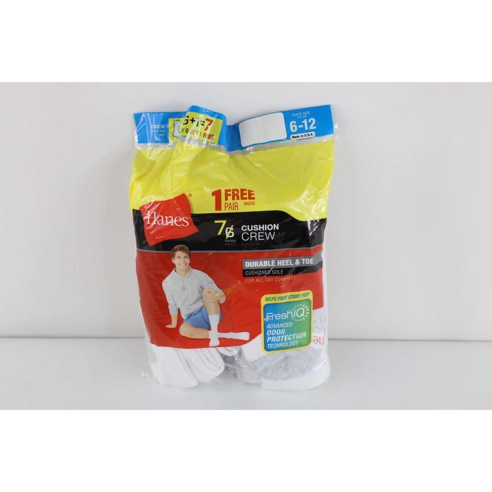 Hanes Deadstock Vintage Y2K Hanes 6 Pack Crew Socks Size ONE SIZE - 1 Thumbnail