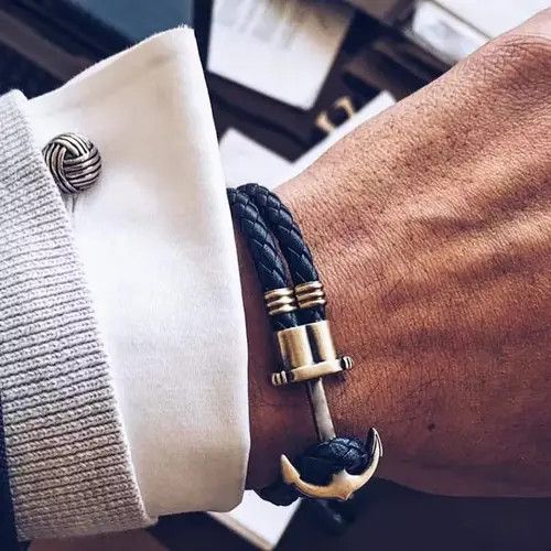 Jewelry Men Anchor Bracelet Size ONE SIZE - 2 Thumbnail