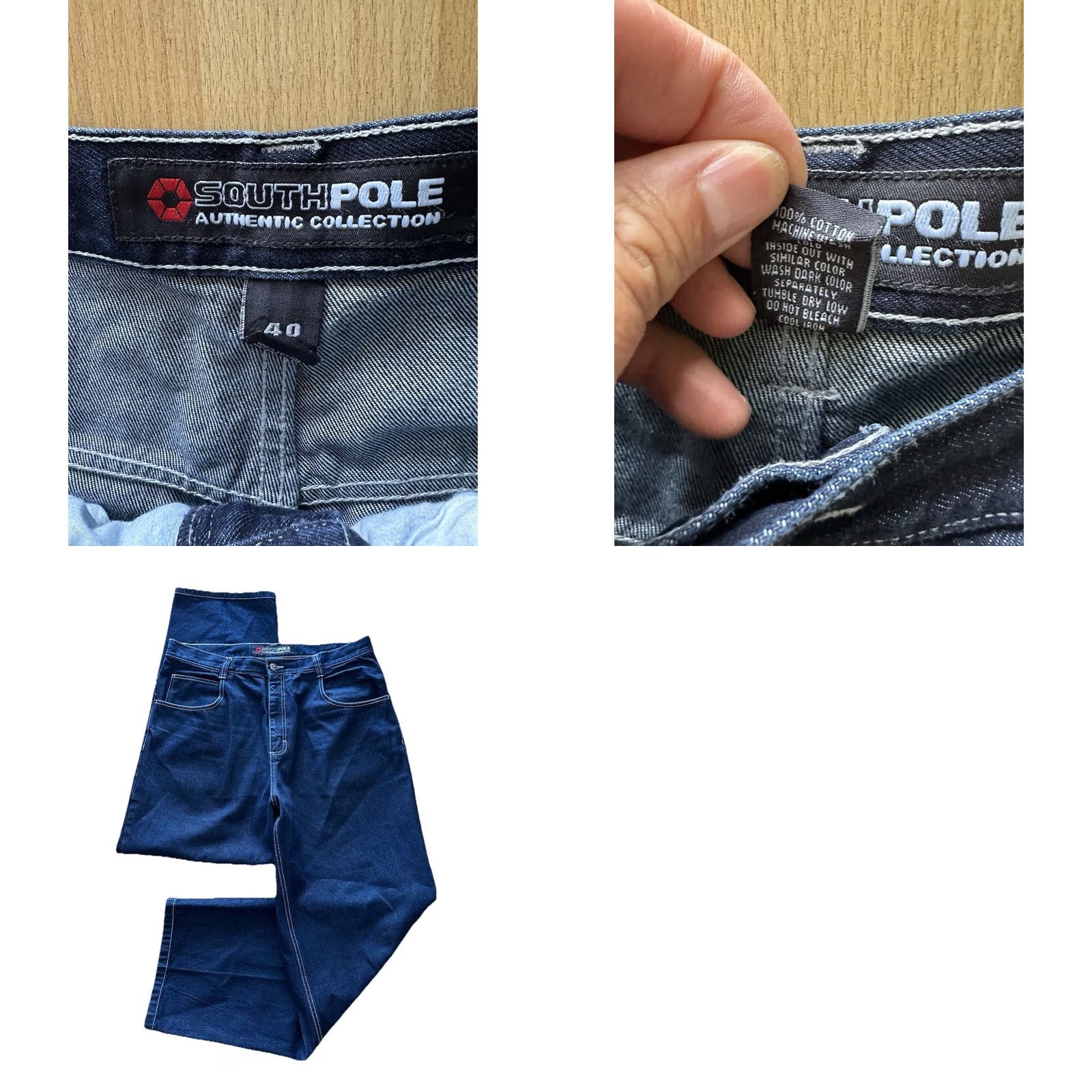 Southpole VINTAGE Southpole Jeans Baggy Wide-Leg 40x33 Men DarkWash Denim Cotton 90s Grunge Hip Hop Y2K Relaxed Regular Wide-Leg Mens Size US 40 / EU 56 - 8 Thumbnail