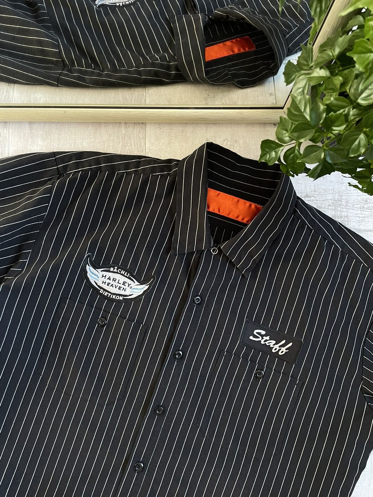 Harley Davidson × Vintage Harley Davidson Vintage Work Wear Shirt Striped Motorcycle Size US L / EU 52-54 / 3 - 6 Thumbnail