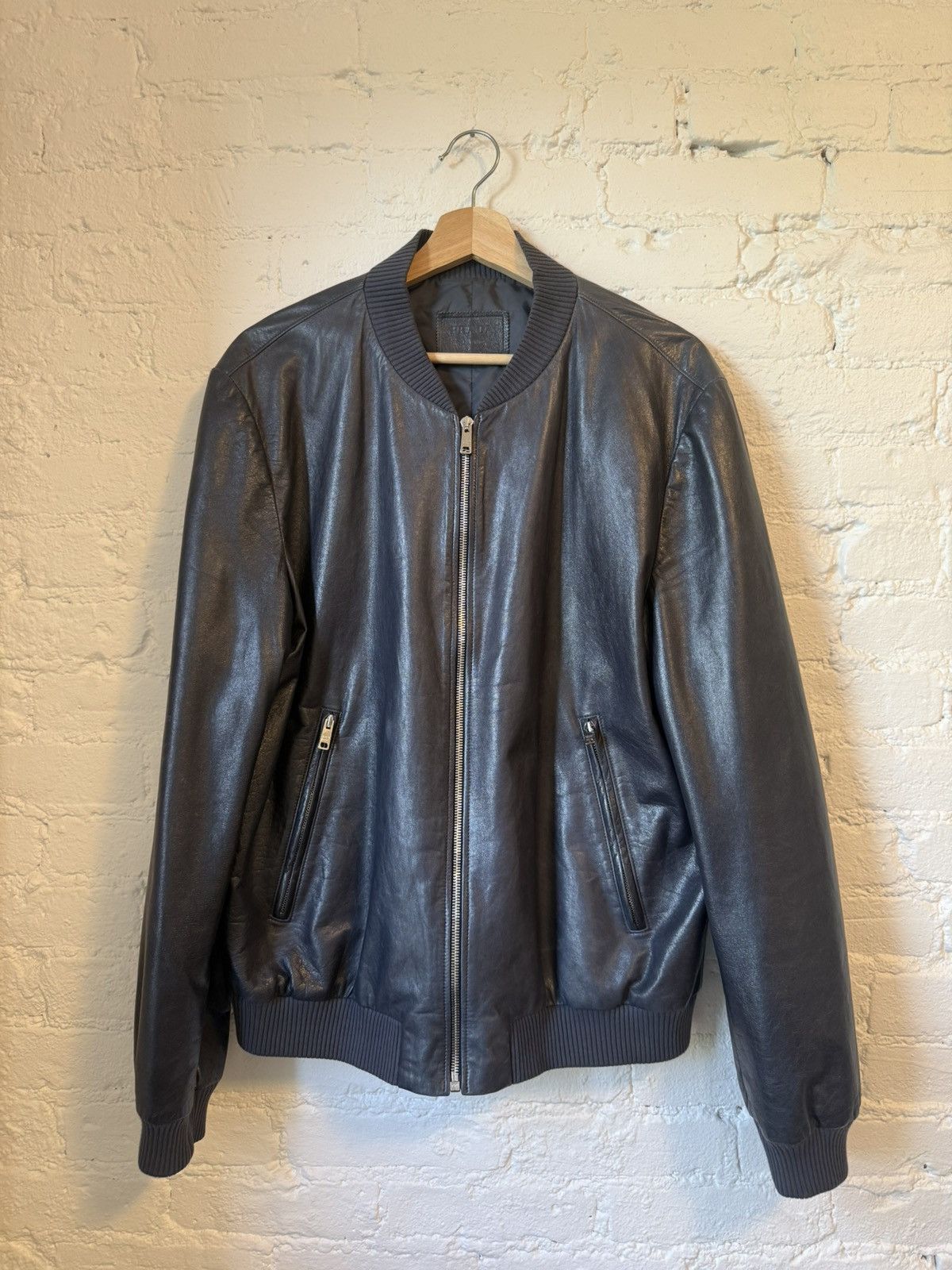 Prada Prada AW2015 Navy Leather Bomber Jacket Size US L / EU 52-54 / 3 - 2 Thumbnail