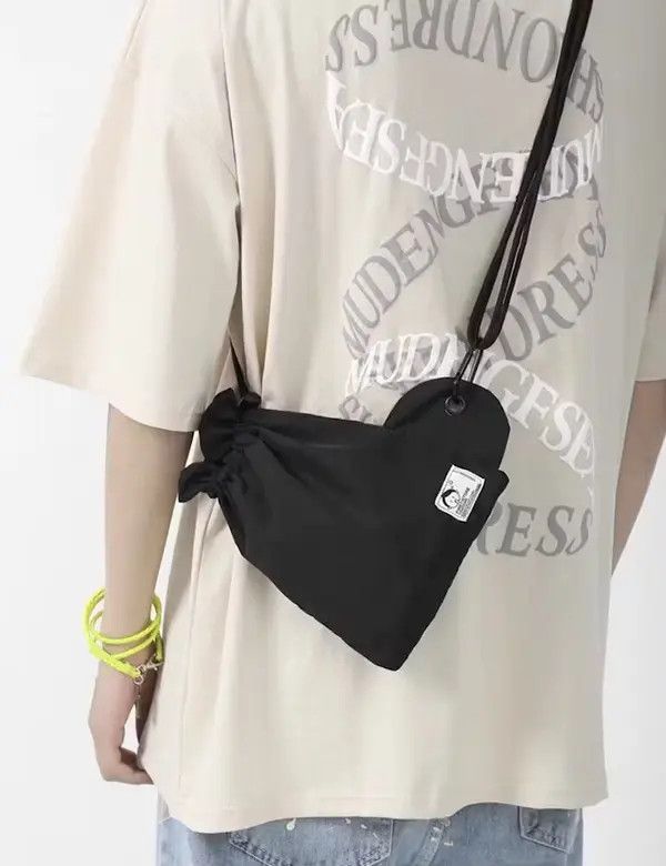 image of Y2K Aesthetic Nylon Crossbody Pouch Bag Side Bag in Black, Men's