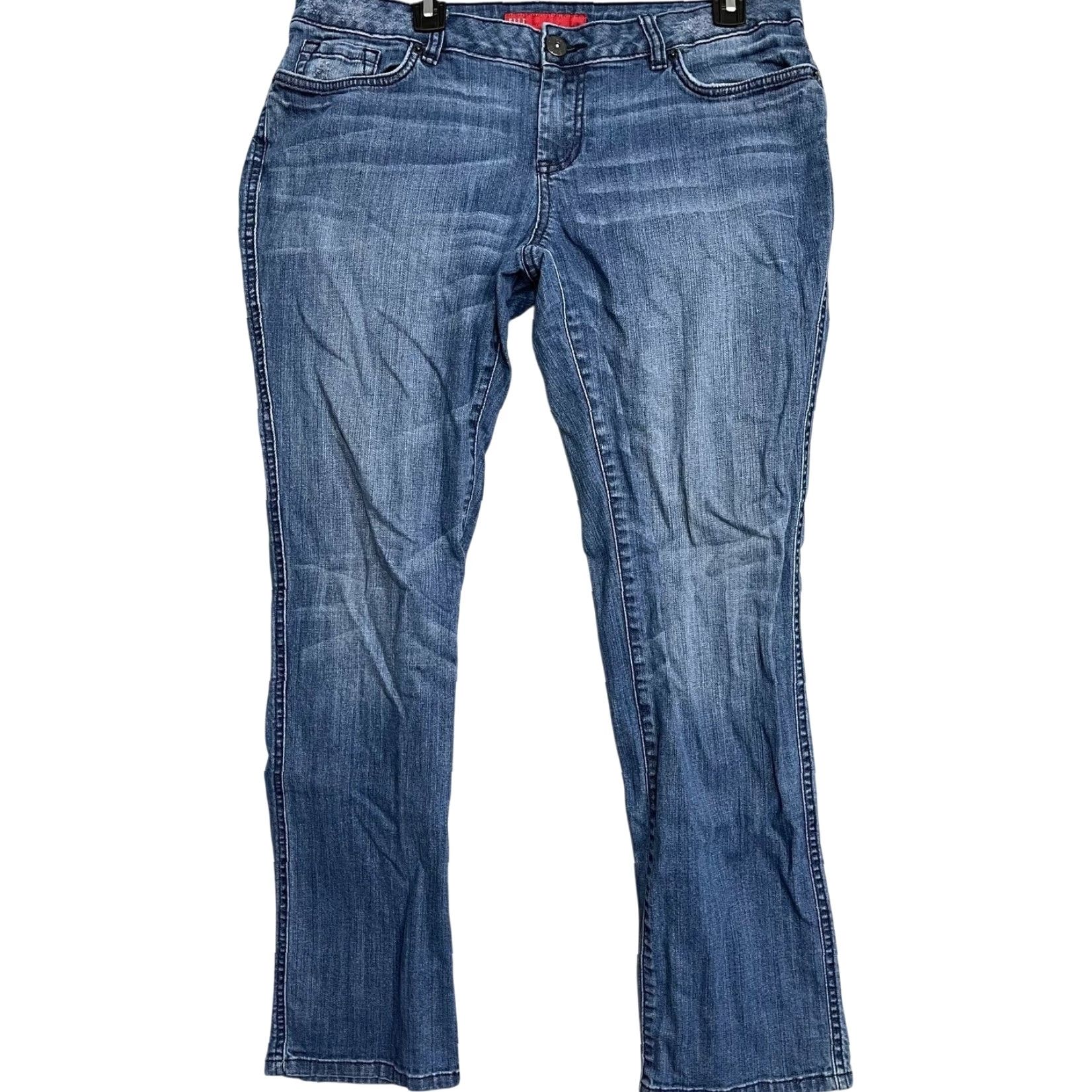 Vintage ELLE Jeans Women Size 12 Blue Medium Wash Denim Mid Rise Cotton Blend 5-Pocket Design Regular Womens Jeans Size 24" / US 00 / IT 34 - 2 Thumbnail