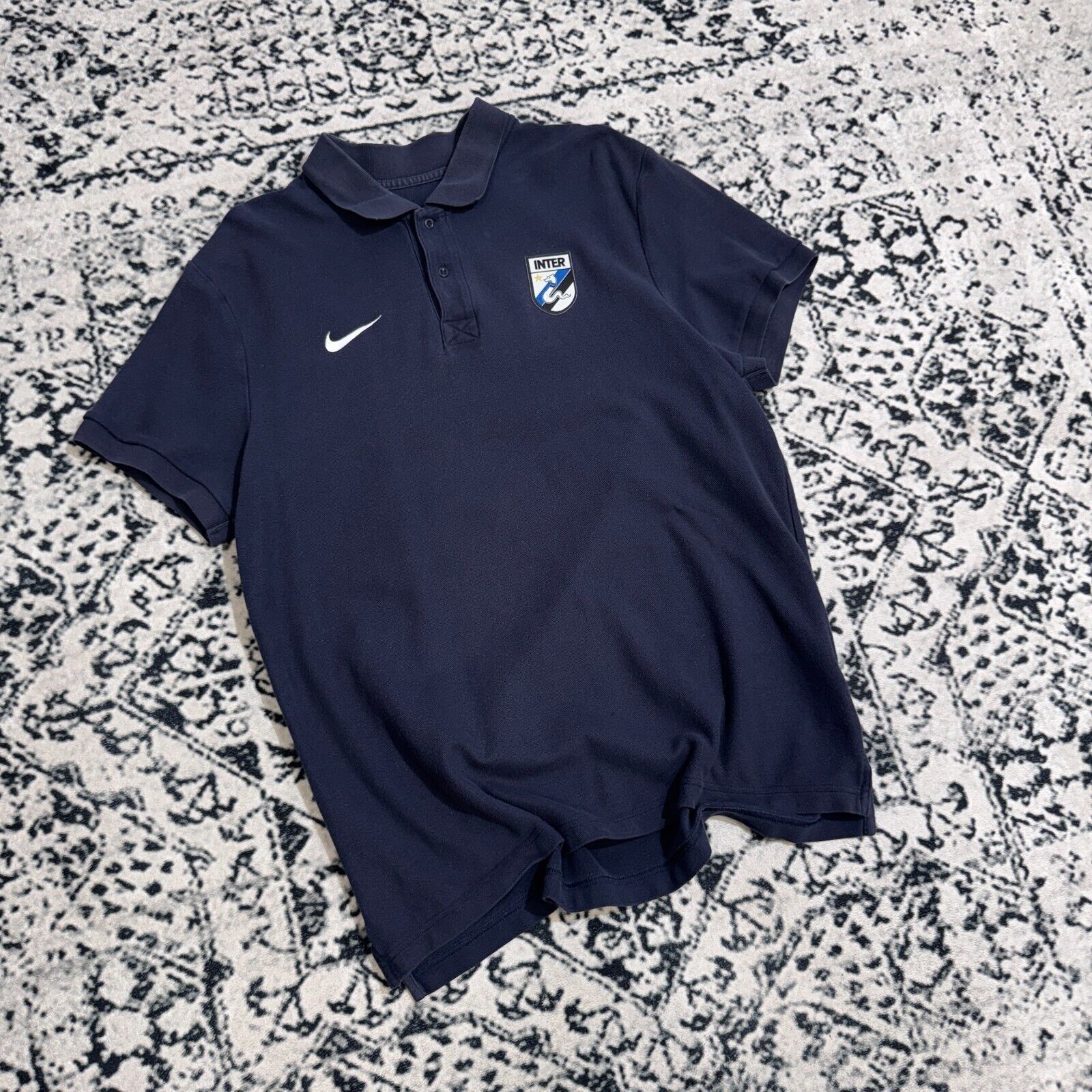 Nike × Vintage Nike Navy Cotton Polo Shirt Size L Inter Mediolan Y2K 90s Size US L / EU 52-54 / 3 - 3 Thumbnail