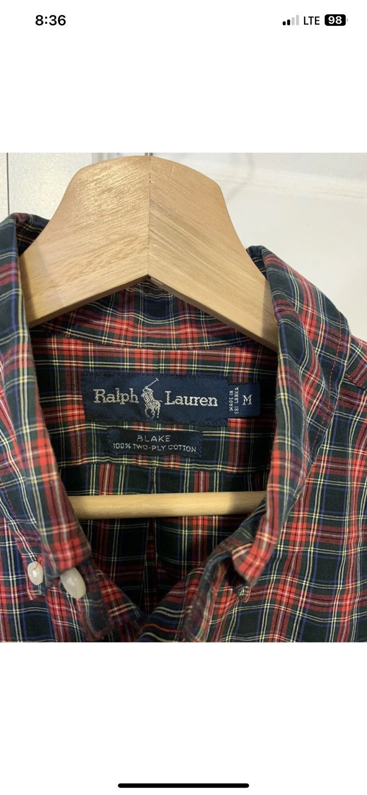 Polo Ralph Lauren Ralph Lauren mens sz M plaid red blue button shirt blake Size US M / EU 48-50 / 2 - 4 Thumbnail