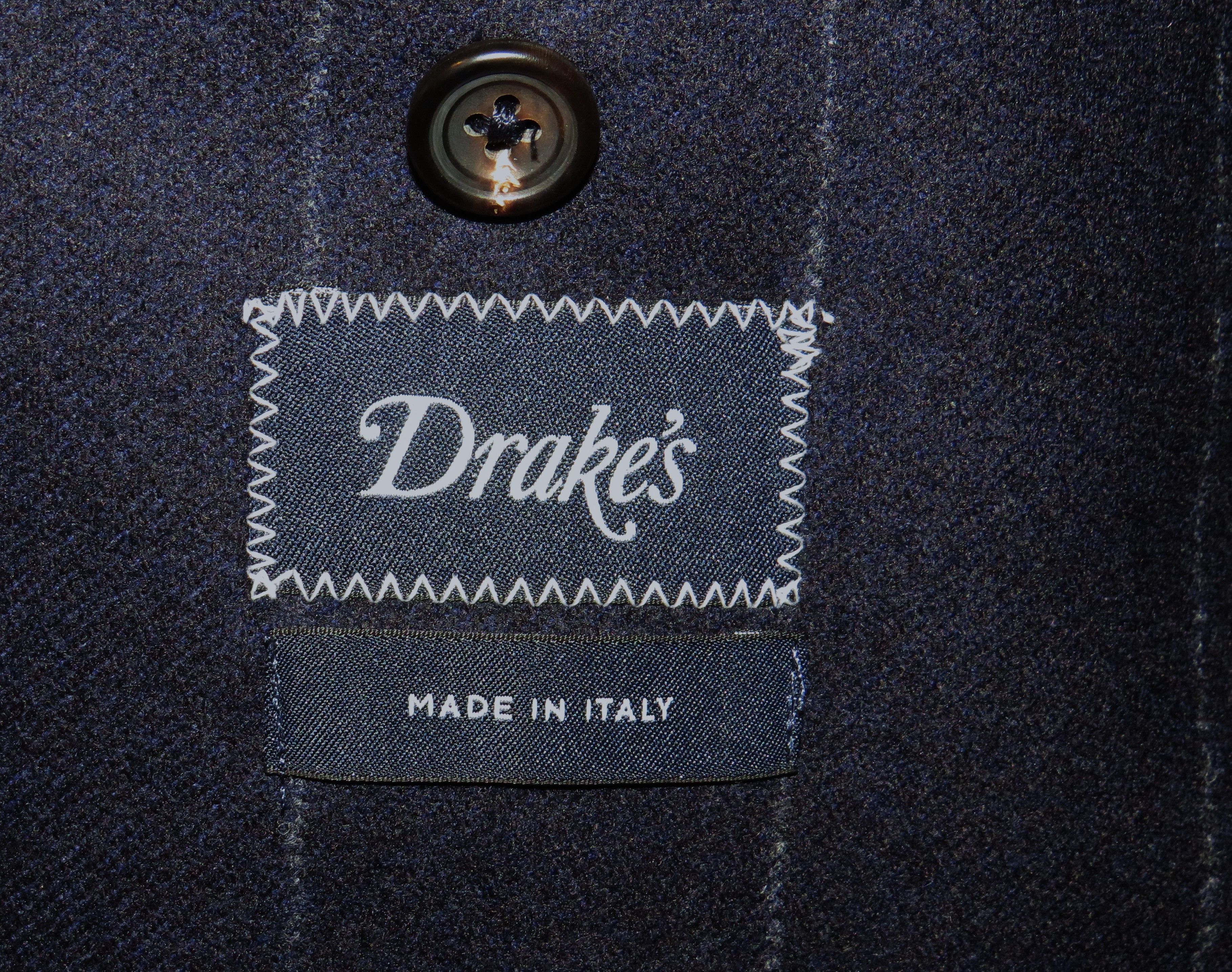 Drake's Navy Blue Chalk Stripe Flannel Three Roll Two Suit 38R NWT Size 38R - 19 Thumbnail
