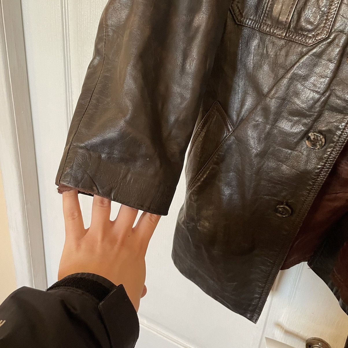 Vintage 90s Leather Fashion brown Breasted Oversized Coat jacket Size US L / EU 52-54 / 3 - 4 Thumbnail
