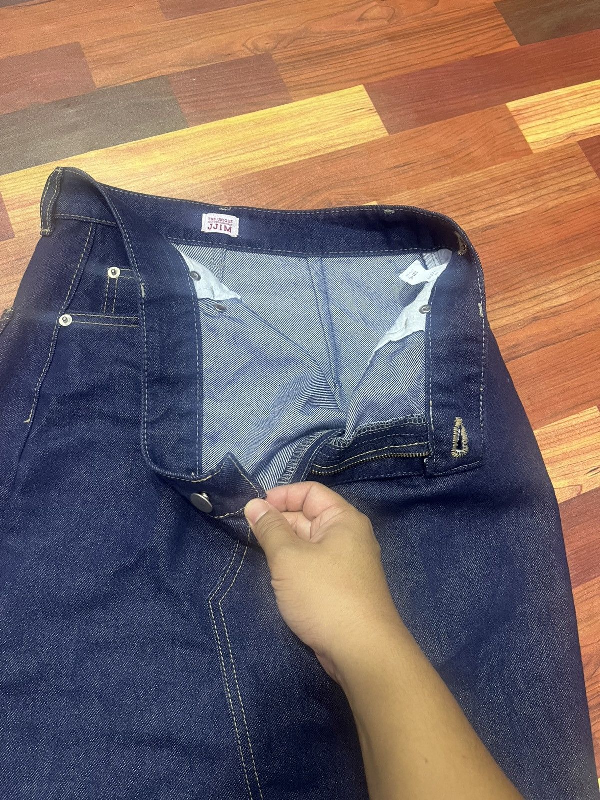 Japanese Brand JJIM Korean Raw Indigo Denim Long Skirt Front Slit Fit Size 26" / US 2 / IT 38 - 6 Thumbnail