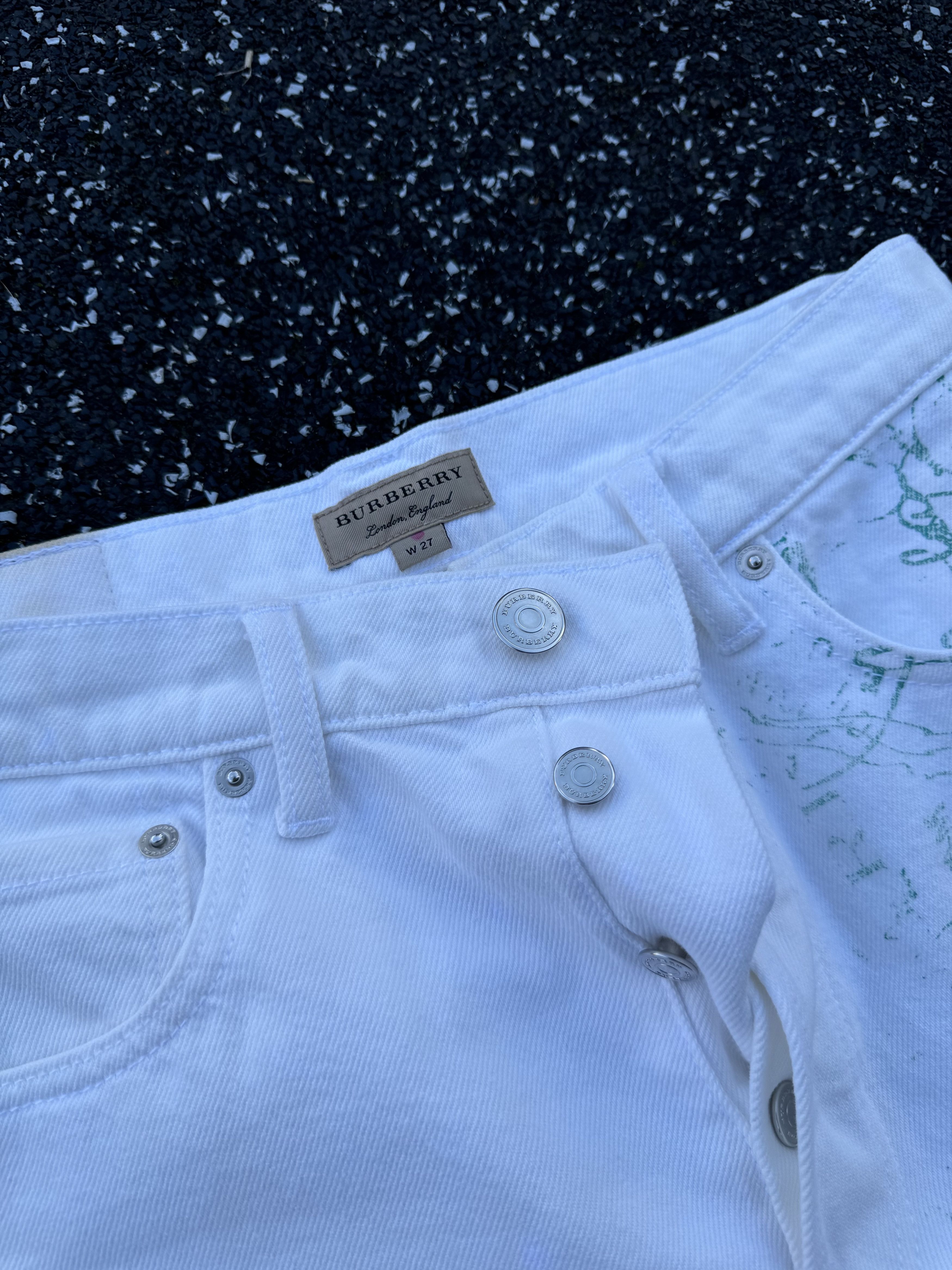 Burberry Burberry Rare Printed White Jeans Size 27" / US 4 / IT 40 - 4 Thumbnail