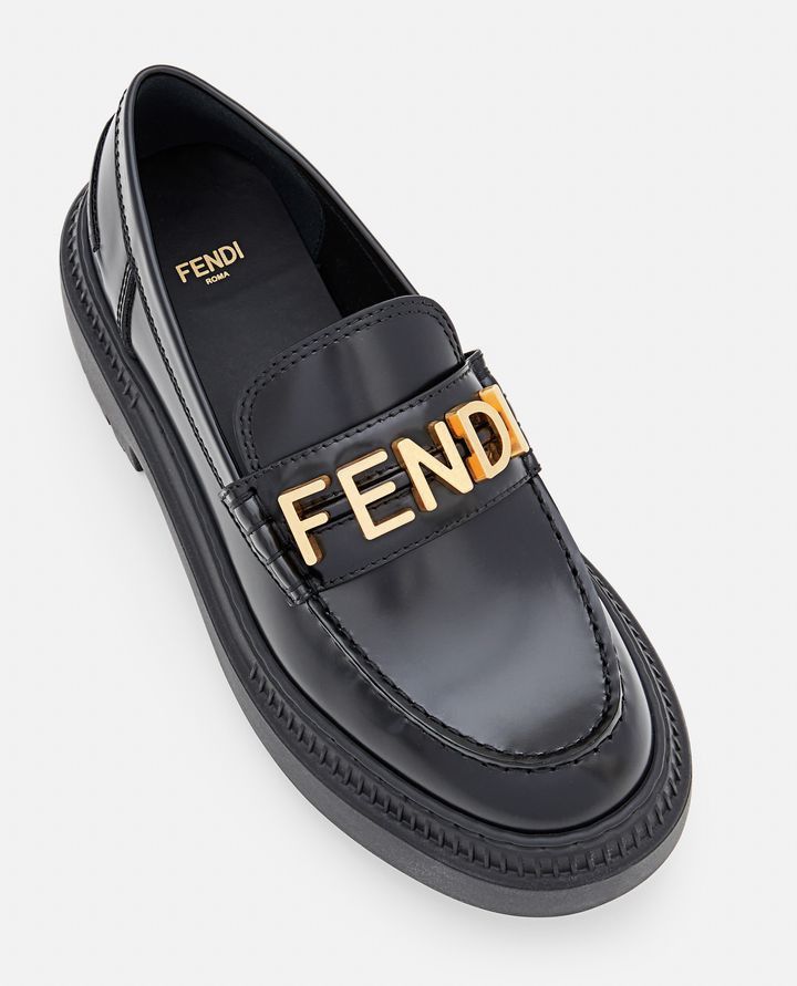 Fendi Fendigraphy Leather Loafers in Black Size US 11 / IT 41 - 1 Thumbnail