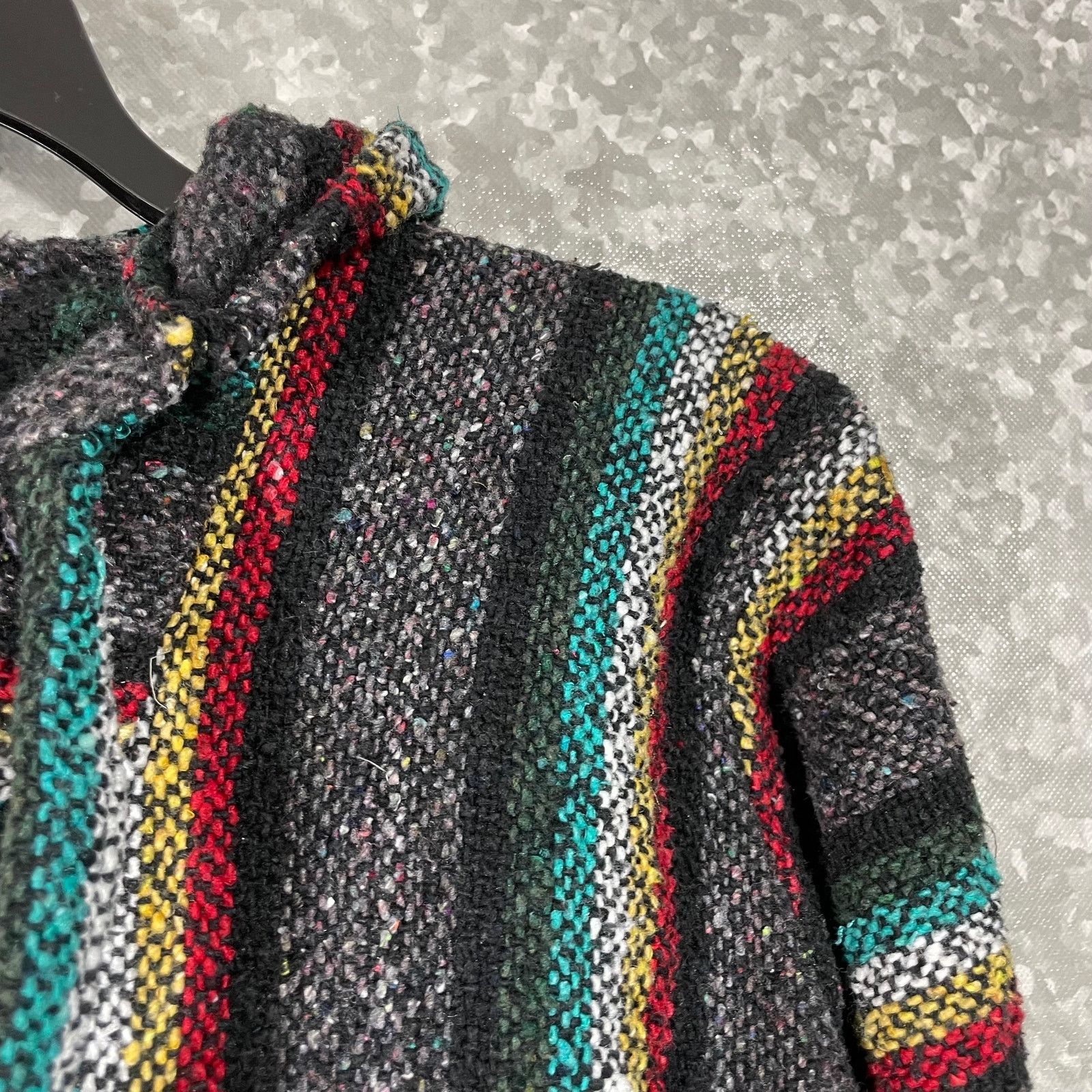 Franks Frank's Gray & Black Striped Baja Mexican Hoodie - Small Size US S / EU 44-46 / 1 - 2 Thumbnail