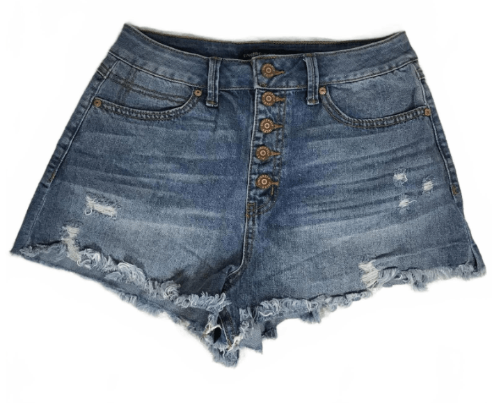 Other Sincerely Jules High-Waisted Distressed Denim Shorts Size 27" / US 4 / IT 40 - 1 Thumbnail