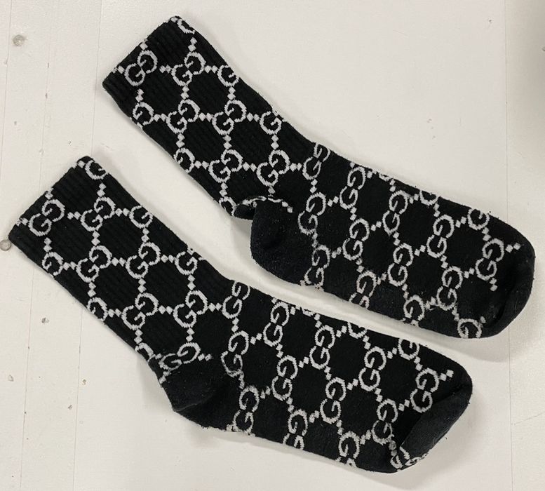 Streetwear Crazy Imran Potato Gucci Monogram Patterned Socks Black