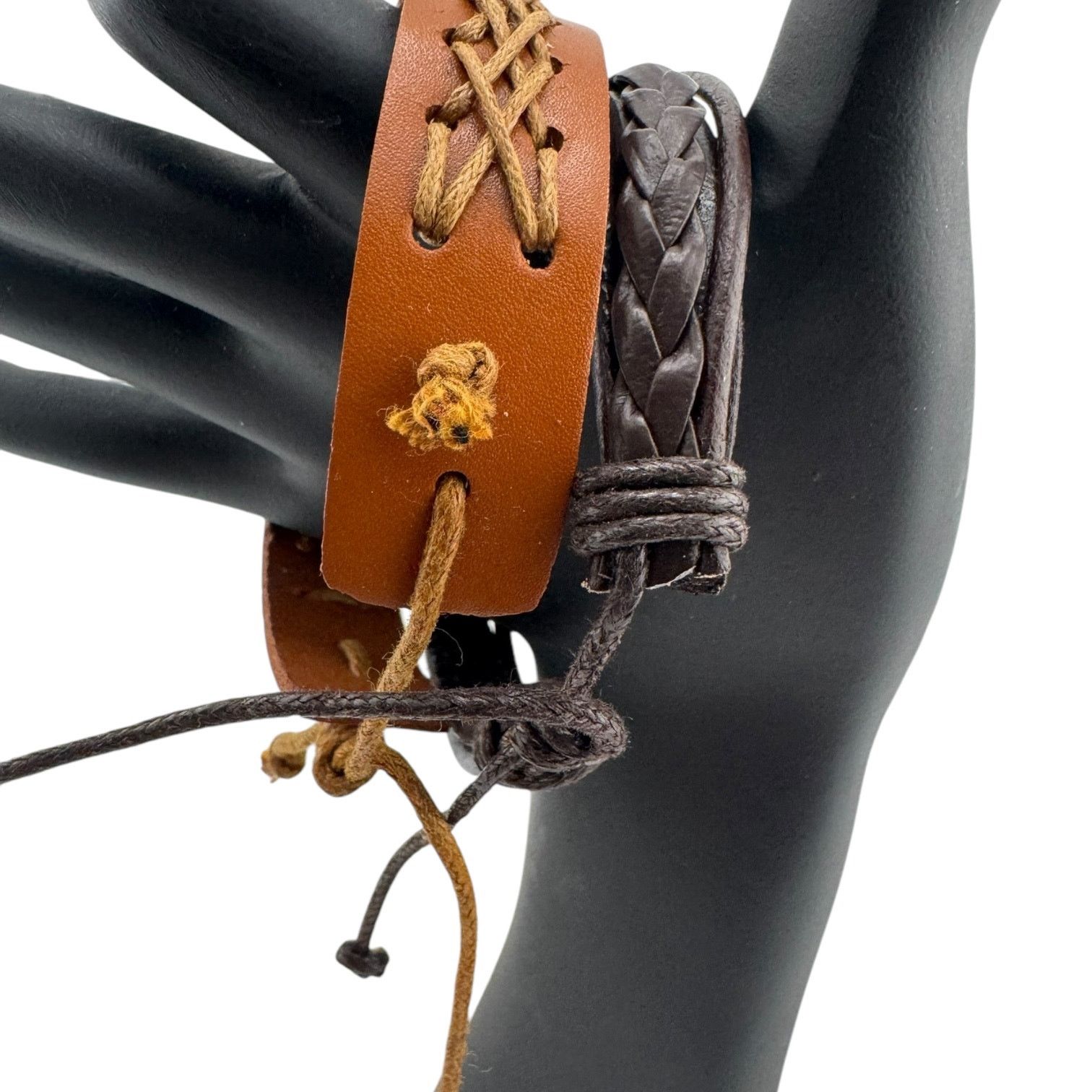 Other Rebel's Duo: Black & Brown Braided Cuff Set Size ONE SIZE - 2 Thumbnail