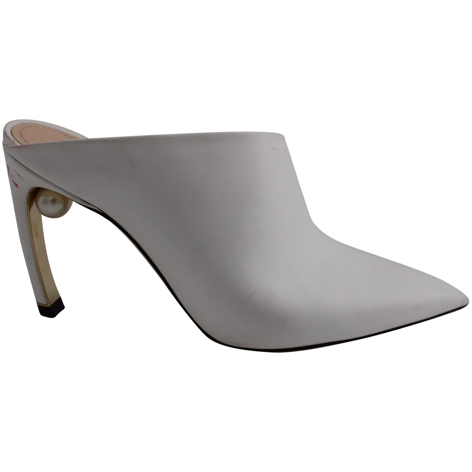 Nicholas Kirkwood Nicholas Kirkwood Heeled Mules with Pearl in White Leather Size US 5 / IT 35 - 1 Thumbnail