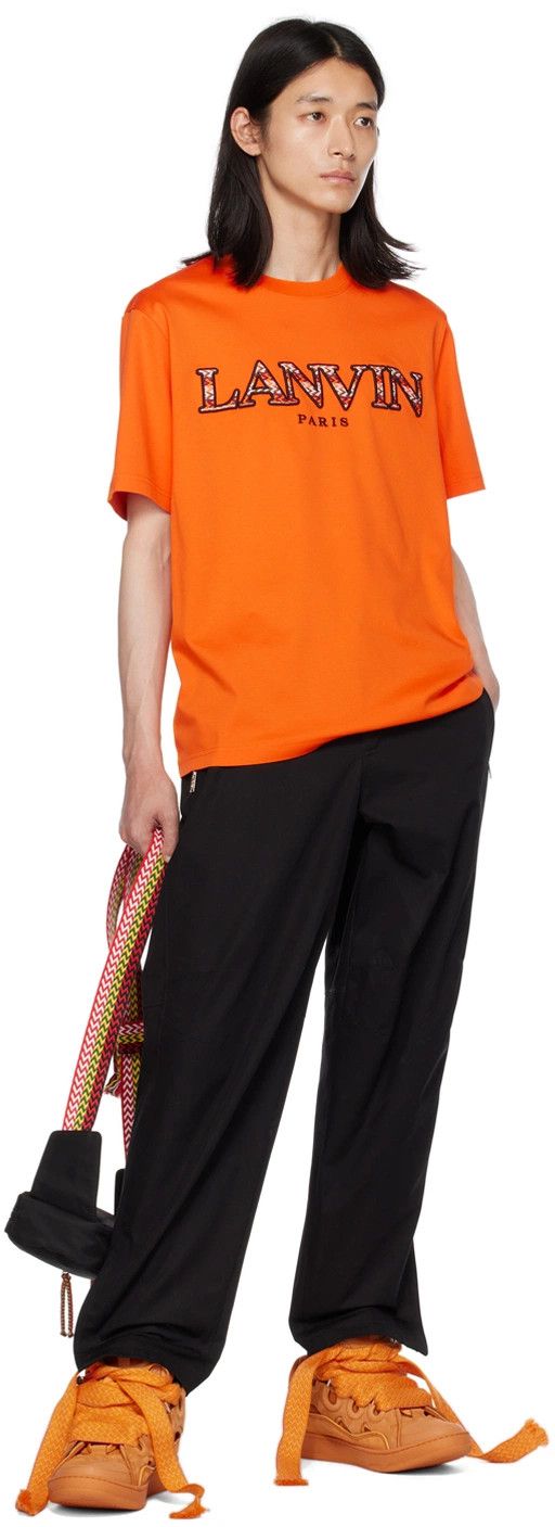Lanvin o1y0225 Logo Crewneck T-Shirt in Orange Size US XXS / EU 40 - 4 Thumbnail