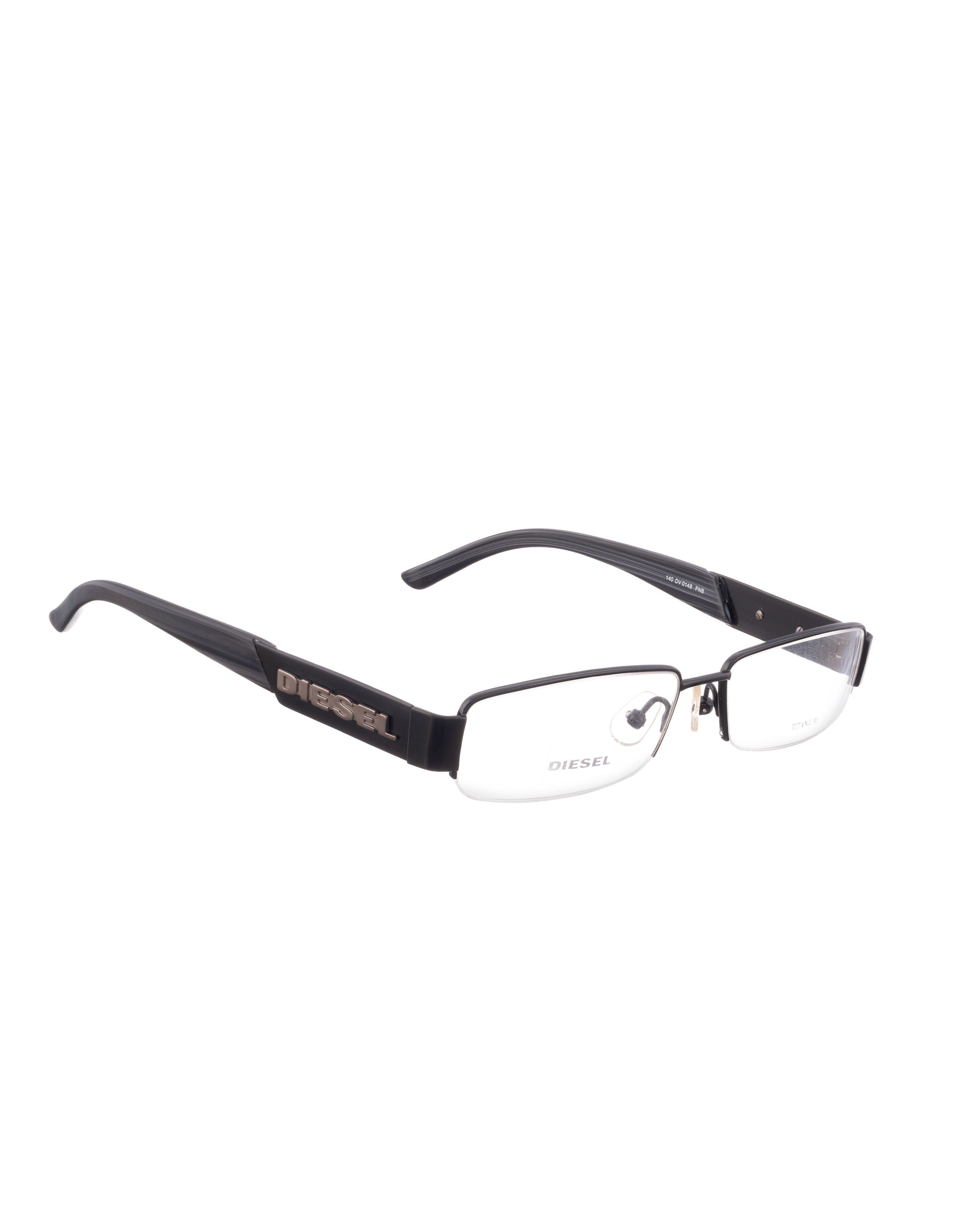 Diesel Diesel 00s Half Rim Grey & Black Glasses with Chrome Logo Size ONE SIZE - 2 Thumbnail
