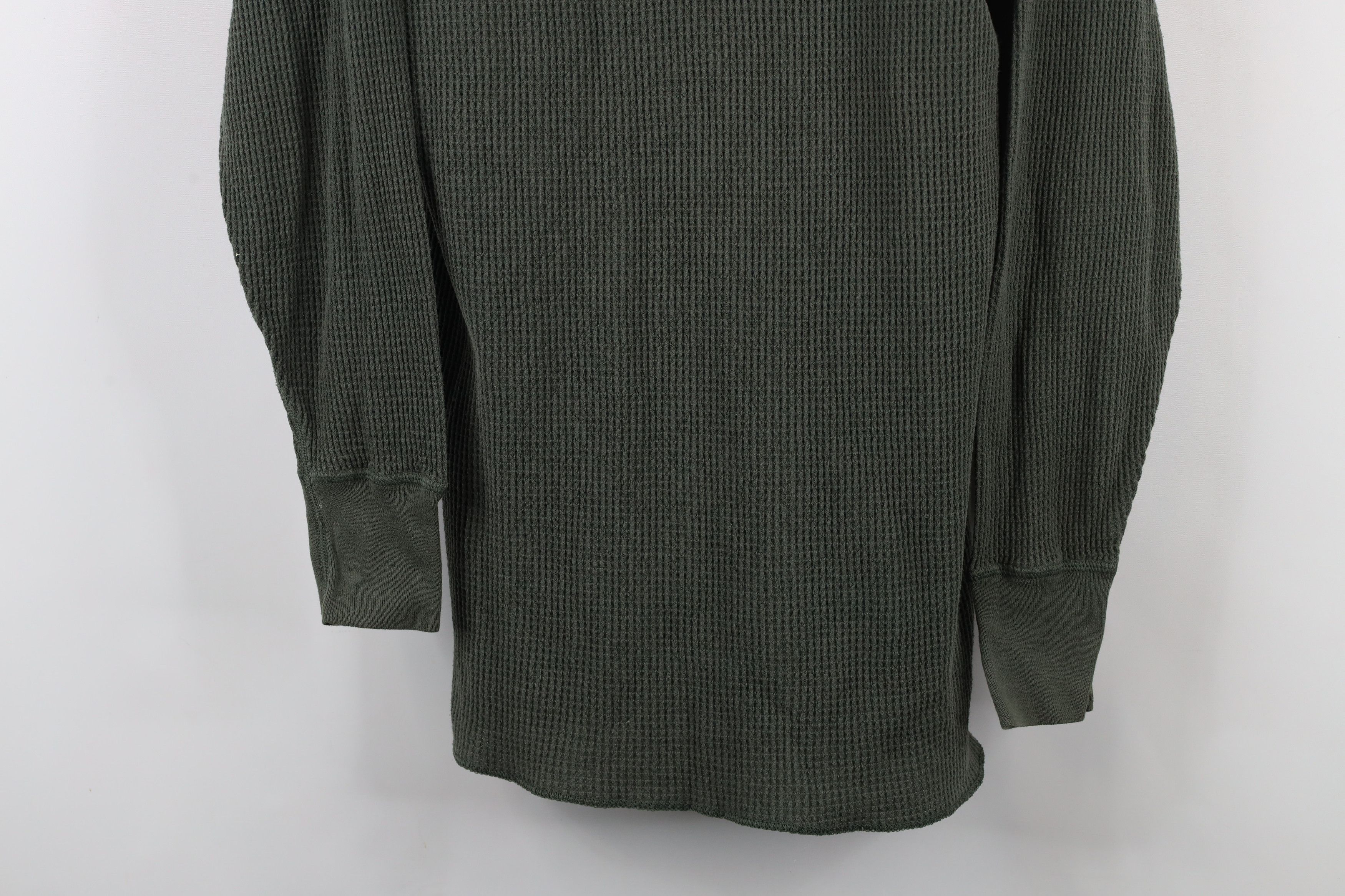 Vintage Vintage 90s Streetwear Waffle Knit Henley T-Shirt Green Size US XL / EU 56 / 4 - 3 Thumbnail