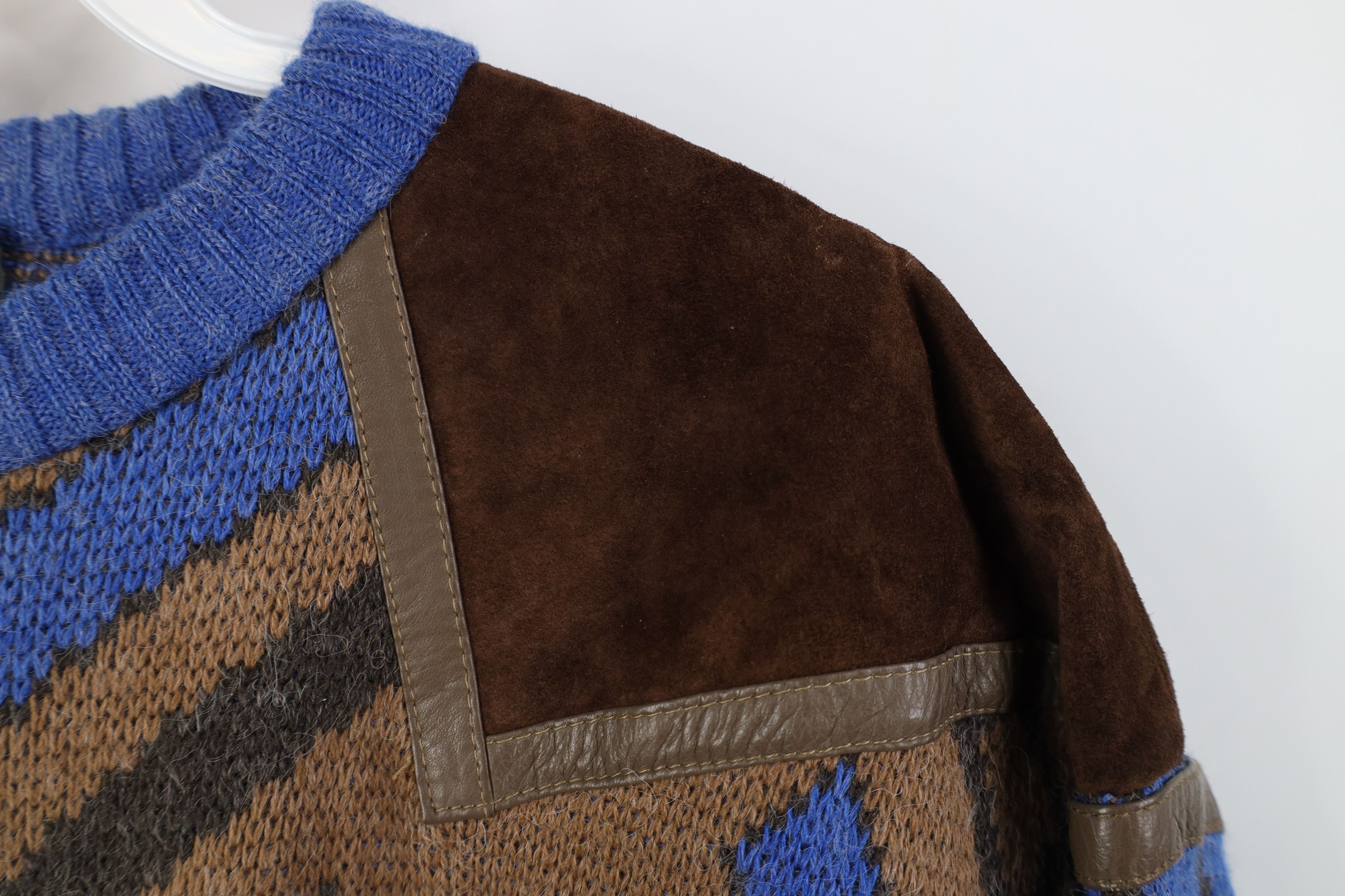 Vintage Vintage 90s Streetwear Elbow Patch Wool Blend Knit Sweater Size US L / EU 52-54 / 3 - 4 Thumbnail