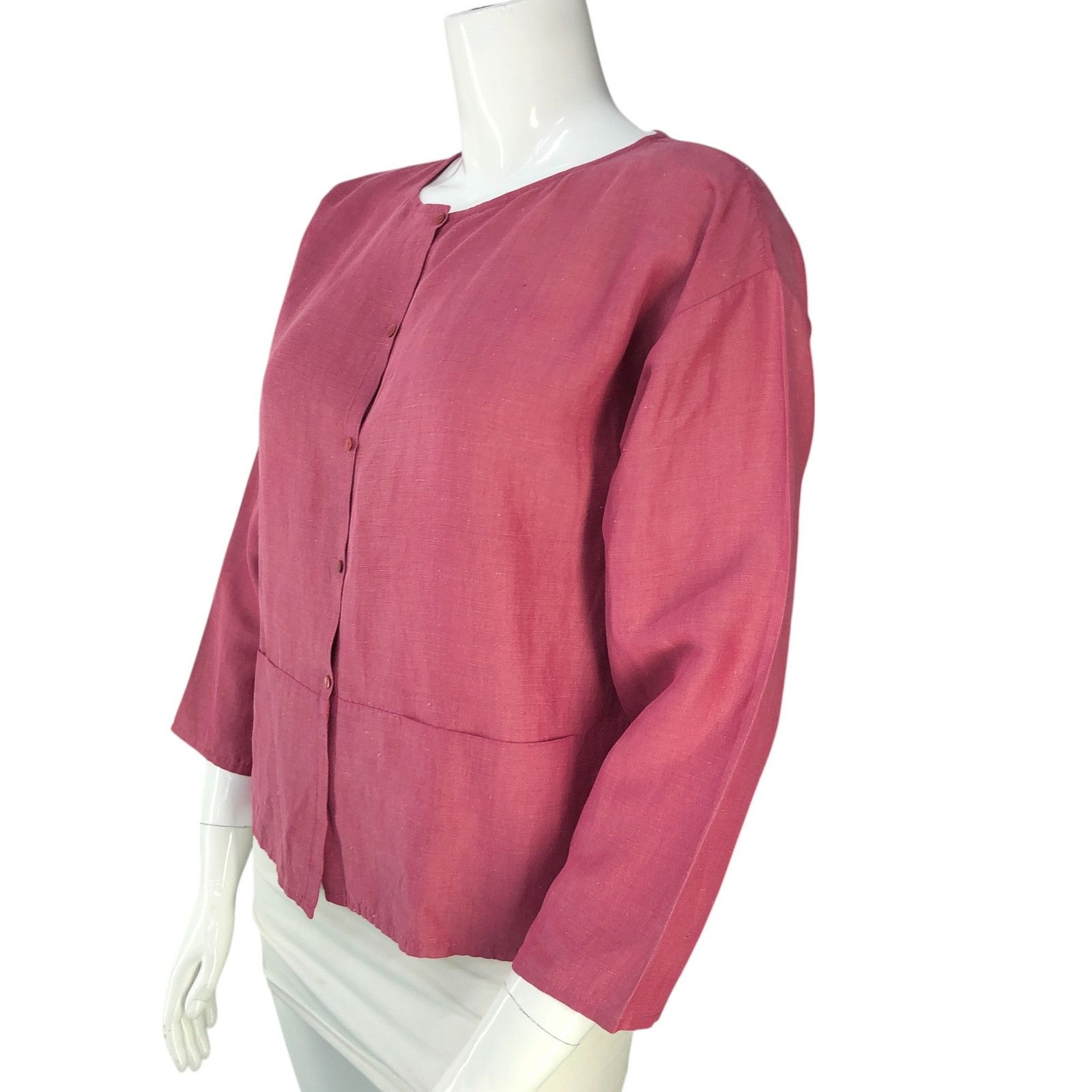 Eileen Fisher Eileen Fisher Size M Top Shirt Jacket Linen Silk POCKETS Size M / US 6-8 / IT 42-44 - 4 Thumbnail