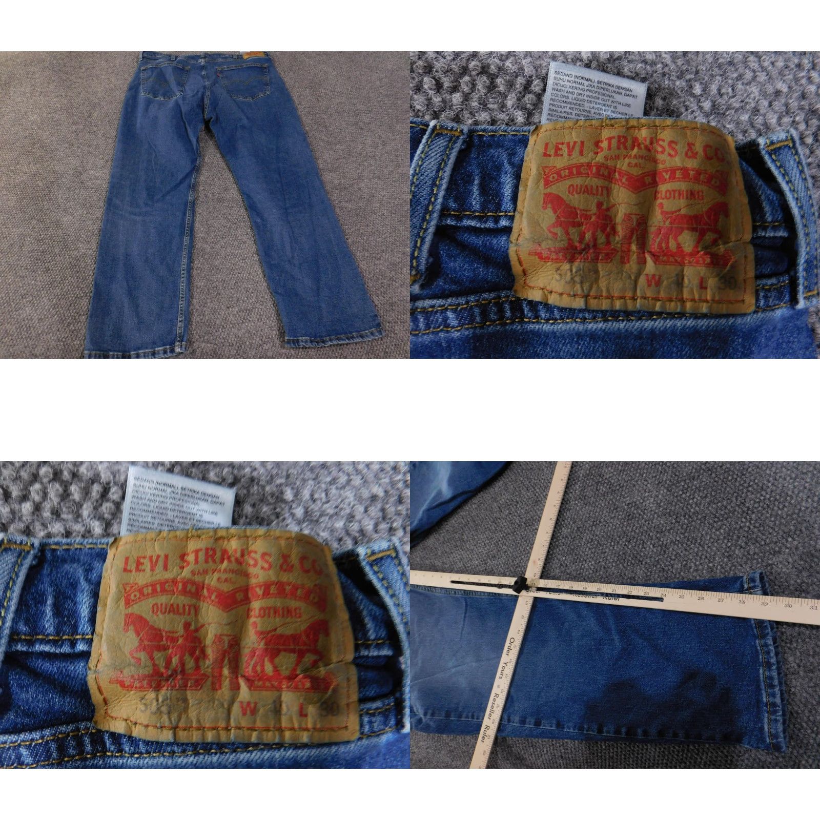 Levi's Levi's Jeans Mens 40x30 Blue Straight Leg Stretch Denim 5-Pocket Zip Fly Rivets Size US 40 / EU 56 - 8 Thumbnail