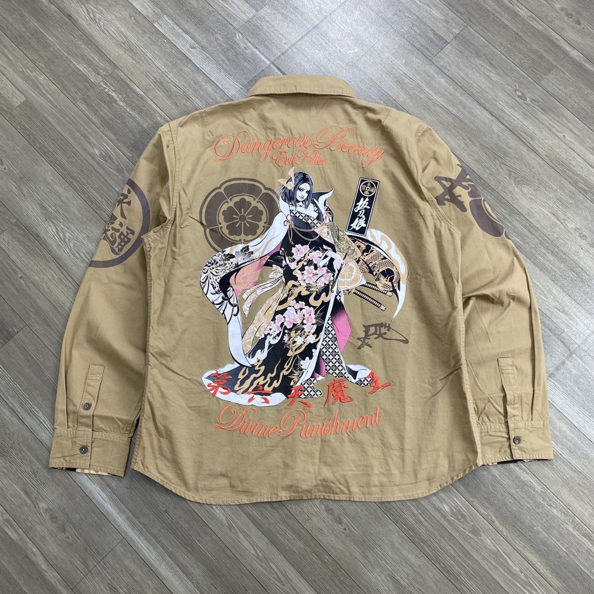 Japanese Brand 2000s Divine Retribution Dengarous Beauty Evil Sukajan Shirt Size US XXL / EU 58 / 5 - 1 Thumbnail