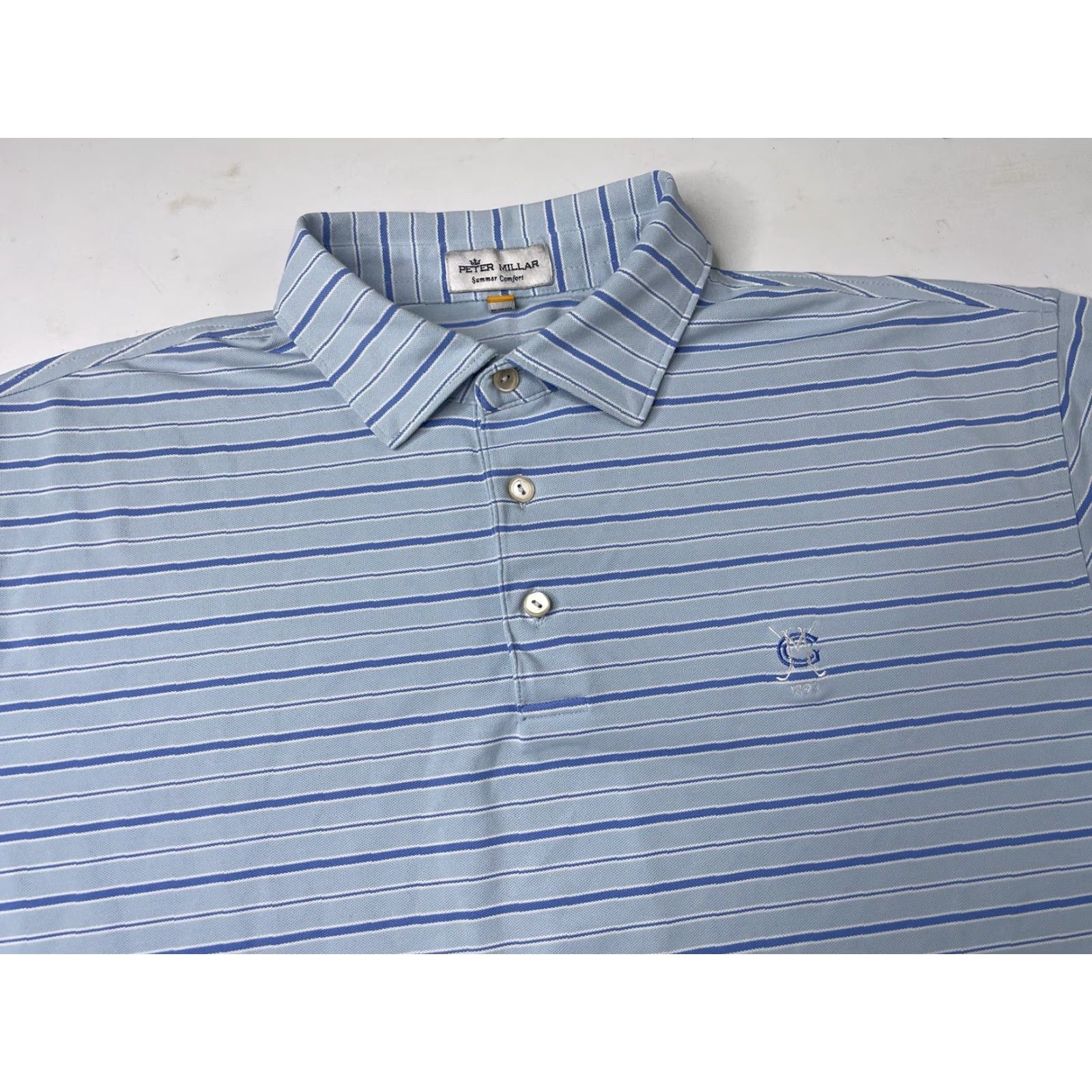 Peter Millar Peter Millar Summer Comfort Golf Polo Shirt Striped Men Large L Blue Polo Shirt Men Summer Comfort Golf Peter Millar Size US L / EU 52-54 / 3 - 2 Thumbnail