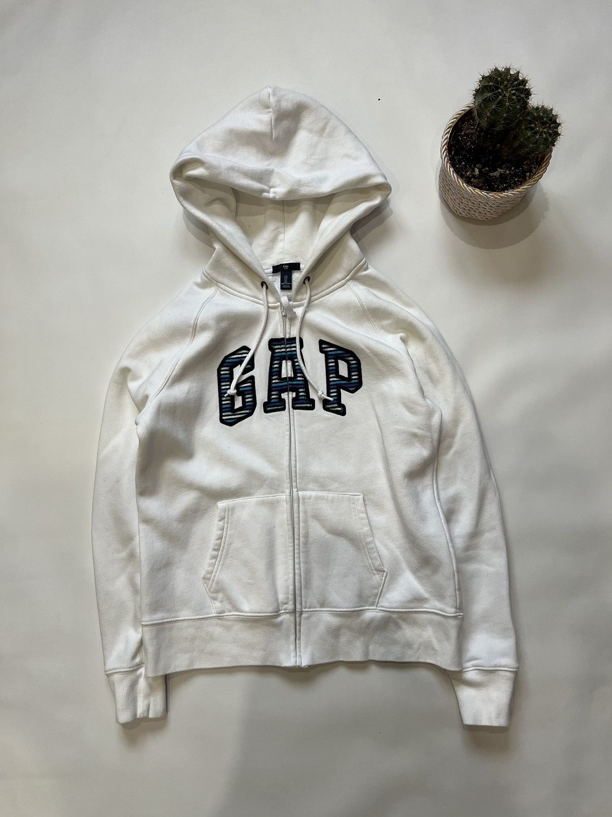 Gap Vintage 90's Gap Usa Gray Fleece Logo Zip Hoodie Y2K Style Size L / US 10 / IT 46 - 1 Thumbnail