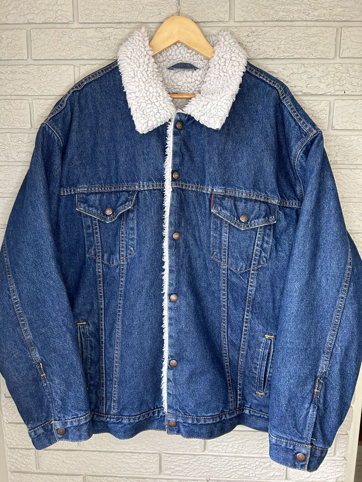 Levi's Vintage 90s Levis Sherpa Lined Denim Jacket Rare Size US XXL / EU 58 / 5 - 2 Thumbnail