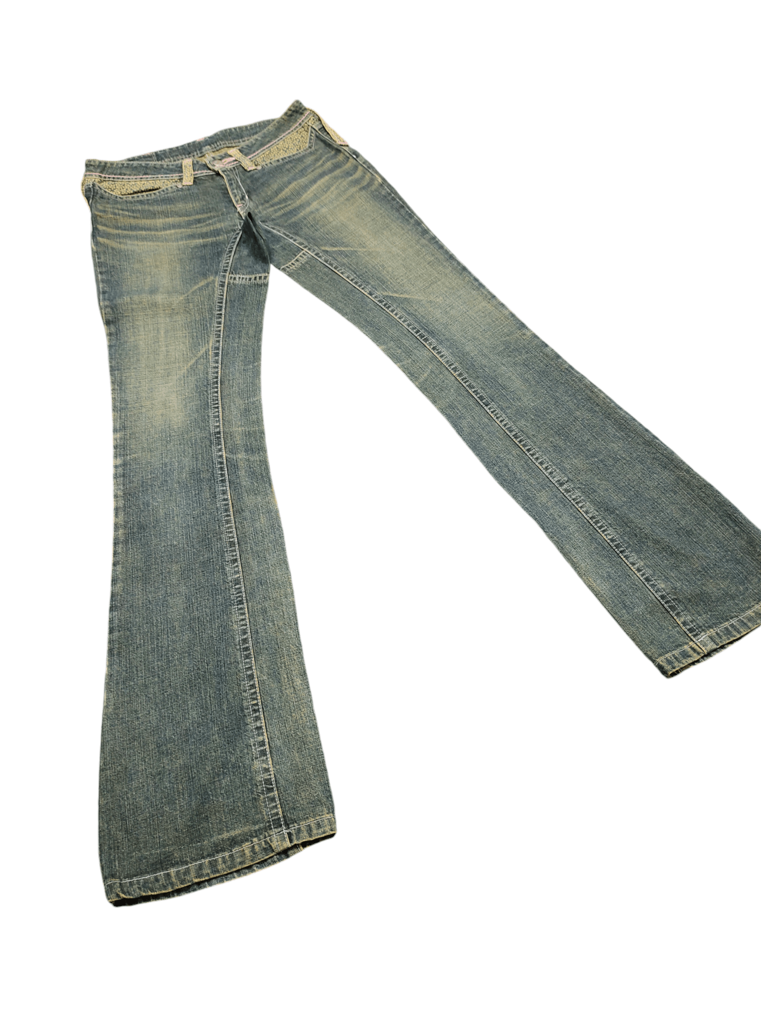 If Six Was Nine Flare Jeans Kyoto Homay Clawmark Faded Low Rise Bootcut Y2k Size US 28 / EU 44 - 2 Thumbnail