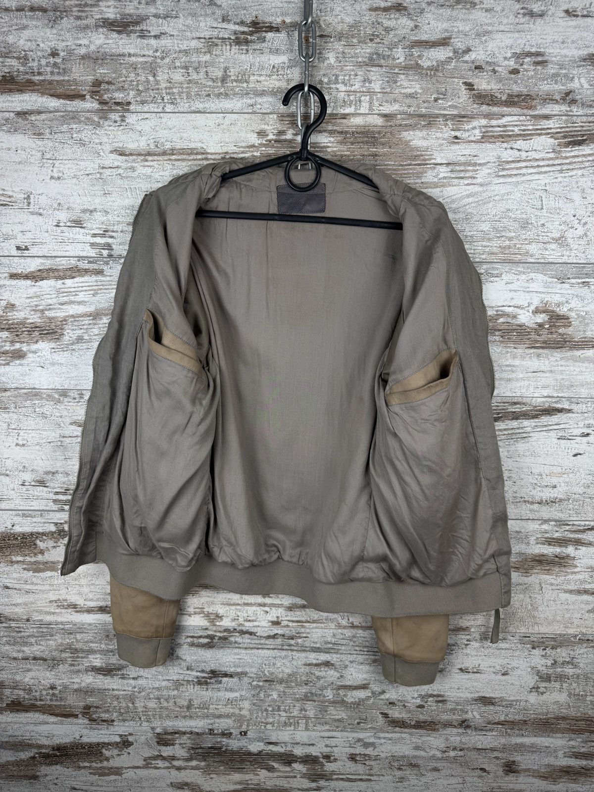 Allsaints Mens Vintage AllSaints Devon bomber jacket leather linen Size US S / EU 44-46 / 1 - 14 Thumbnail